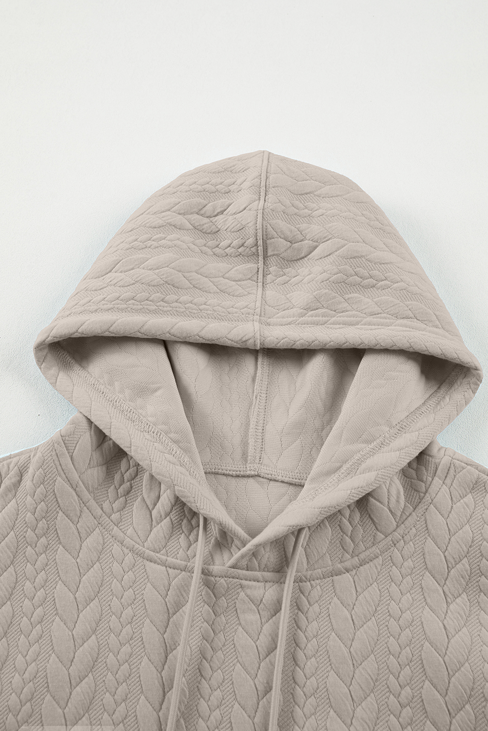 Smoke Gray Cable Textured Baggy Solid Hoodie