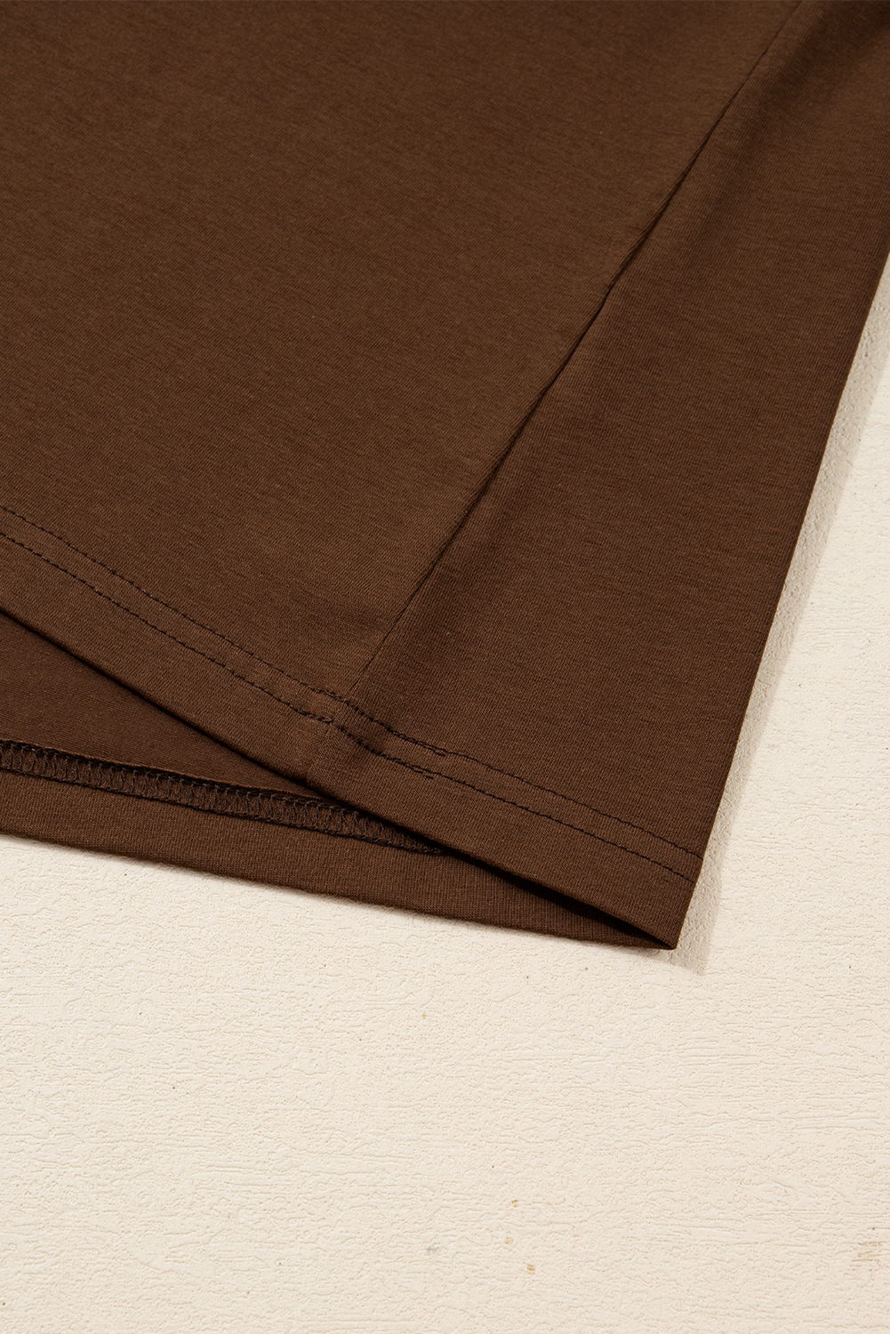 Dark Brown Varsity Striped Accent Contrast Crew Neck Long Sleeve T Shirt