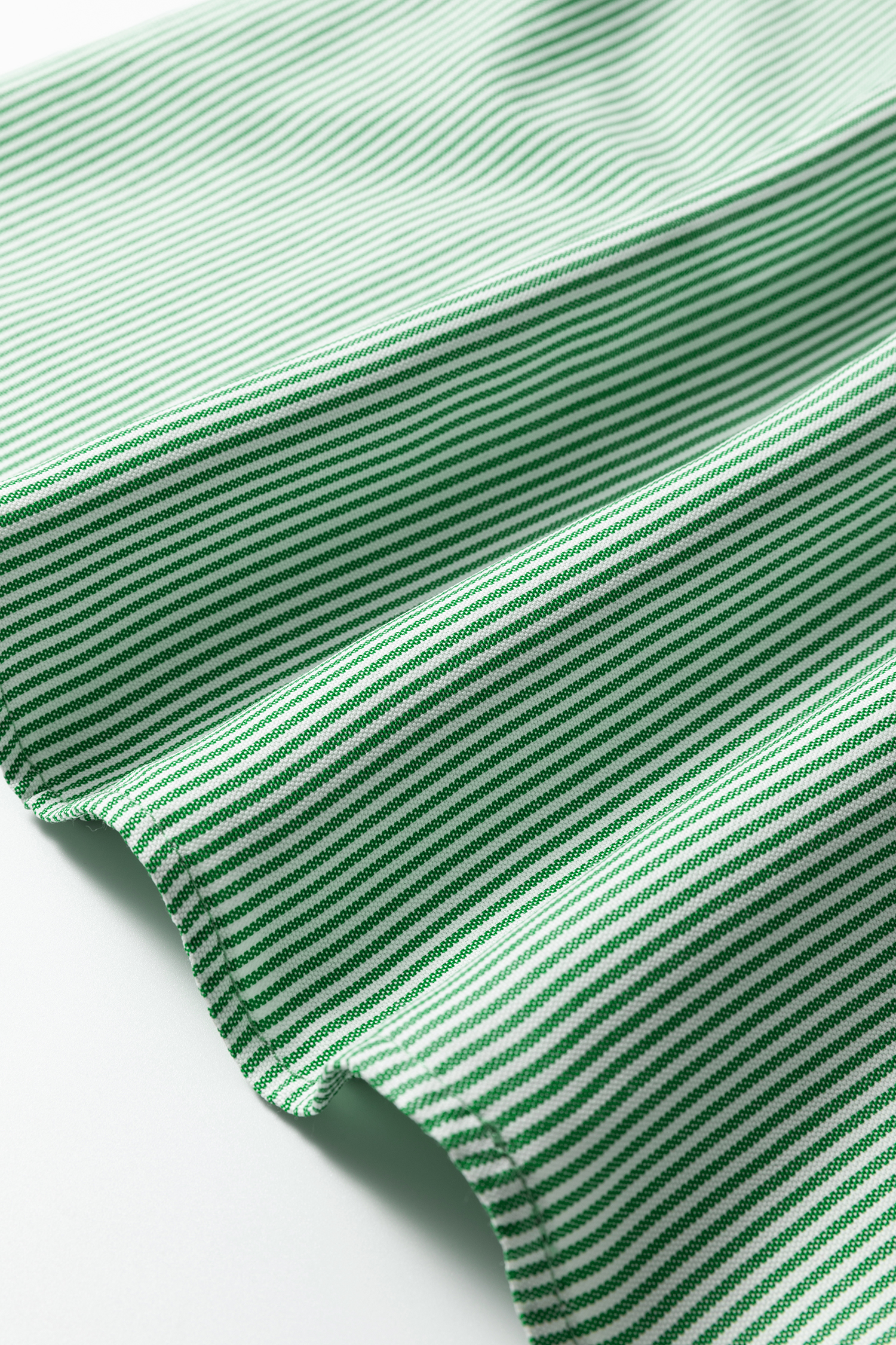 Mint Green Striped Print Collared Split Neck Half Sleeve Blouse