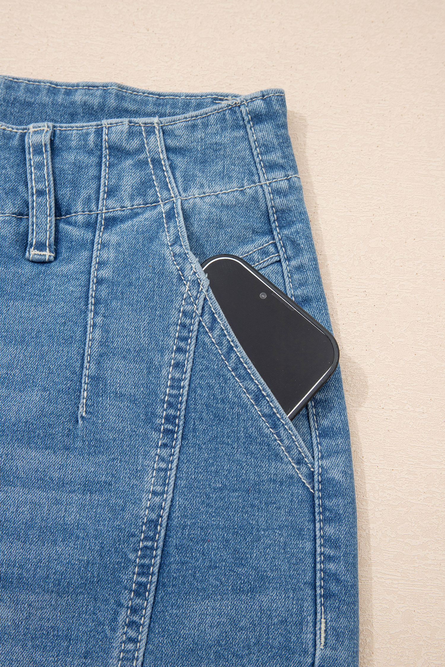 Sky Blue Medium Wash Cuffed Barrel Jeans