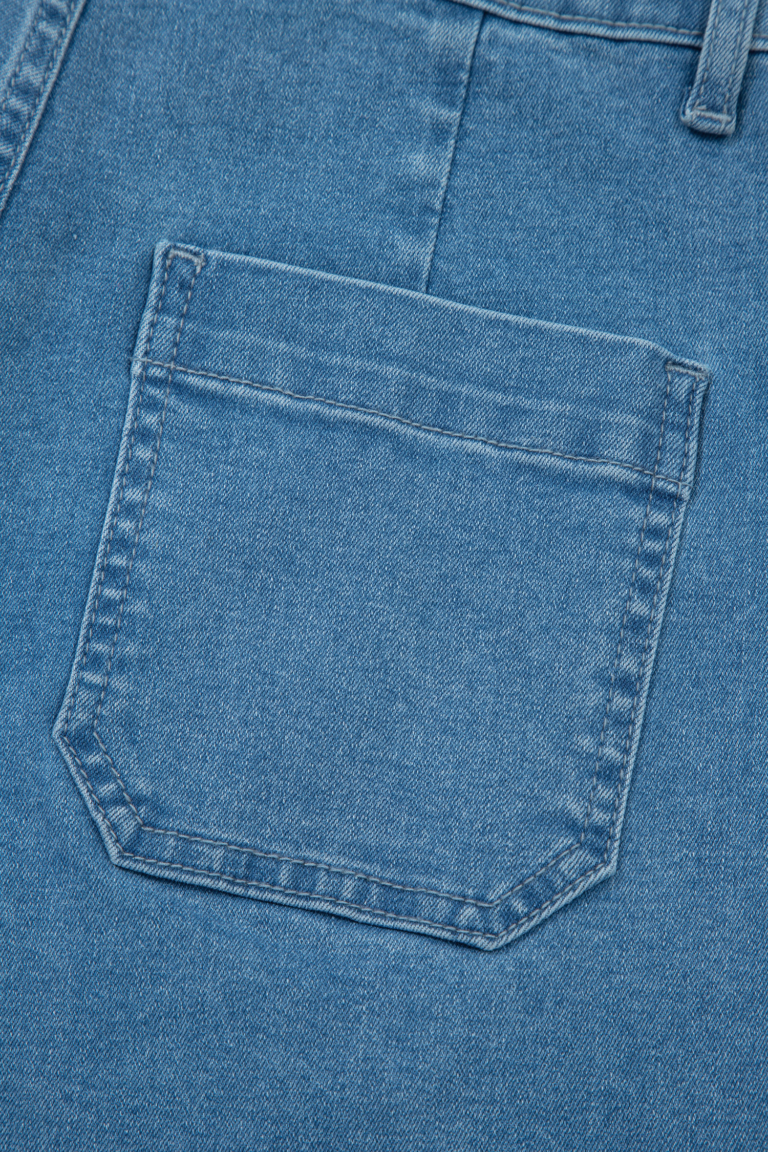 Dusk Blue Retro Washed Patch Pocket Loose Jeans
