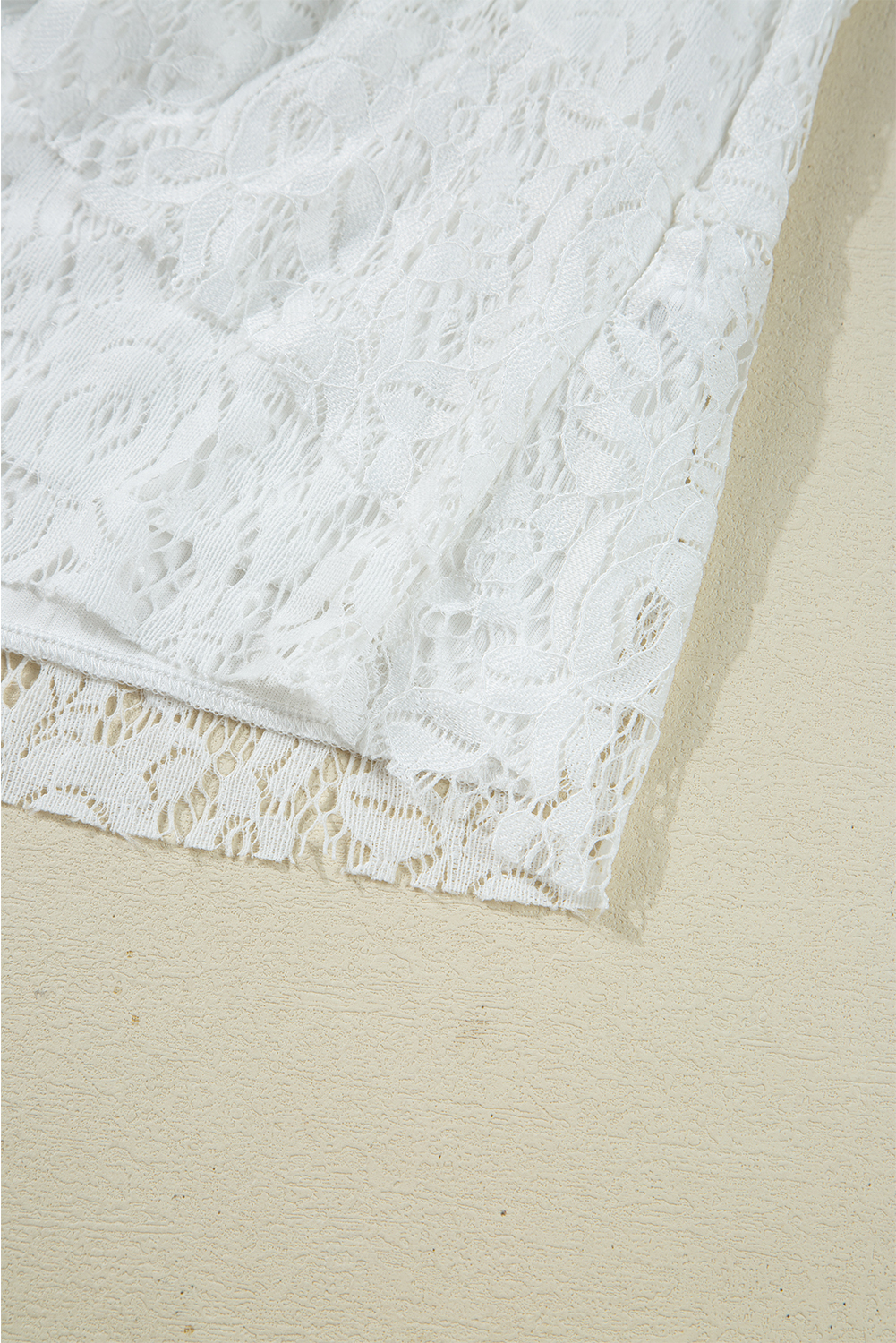 White Tie V Neck Lace Ruffle Detail Long Sleeve Blouse