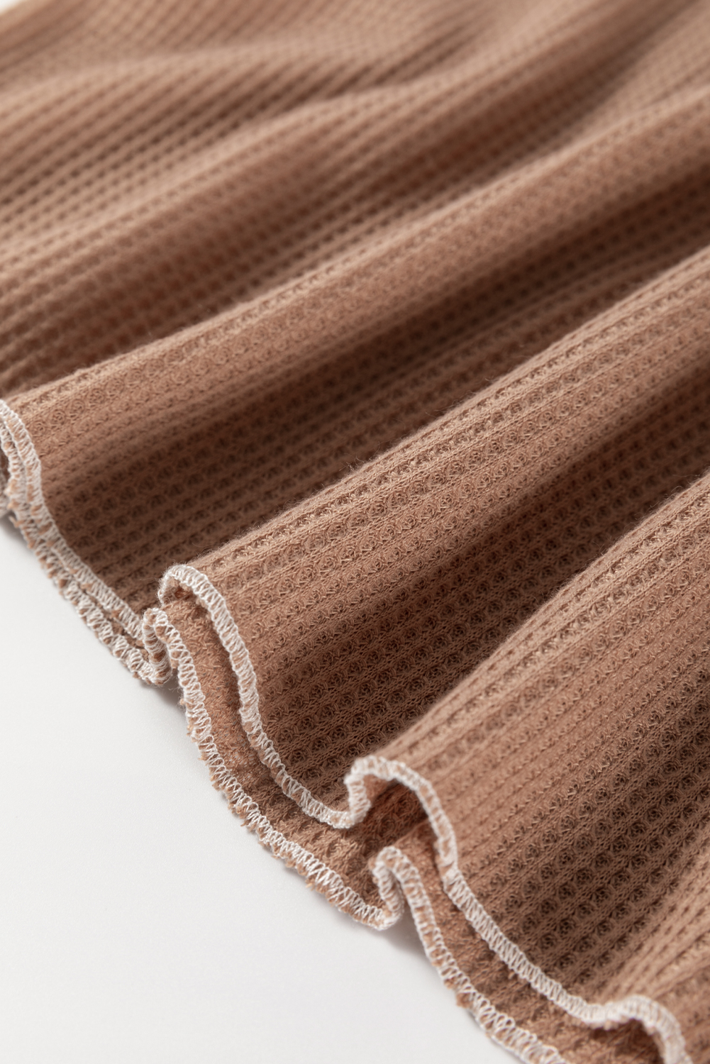 Smoke Gray Textured Round Neck Long Sleeve Top