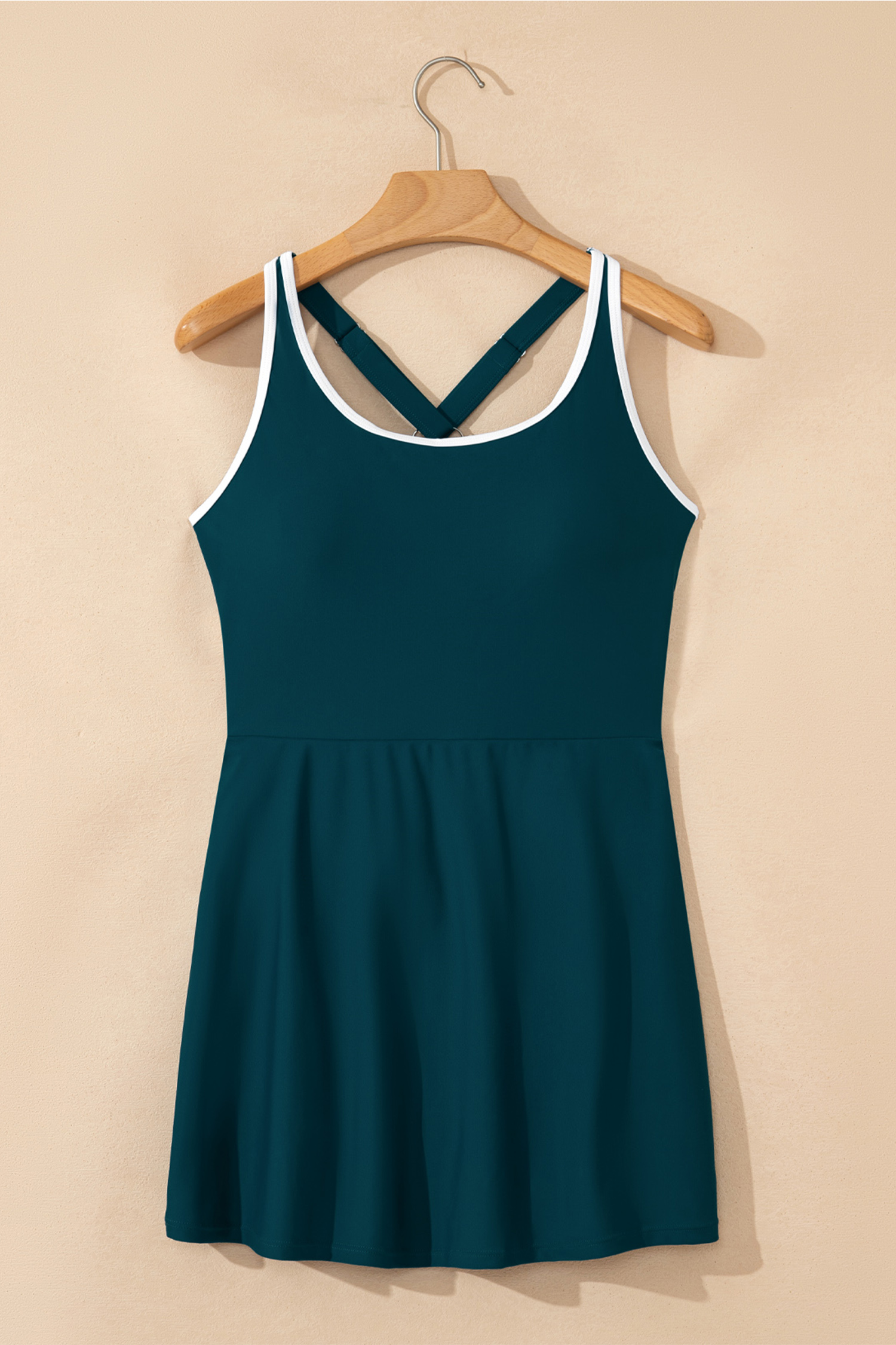 Bright Pink Contrast Edge Ruffled High Waist One Piece Swim Dress