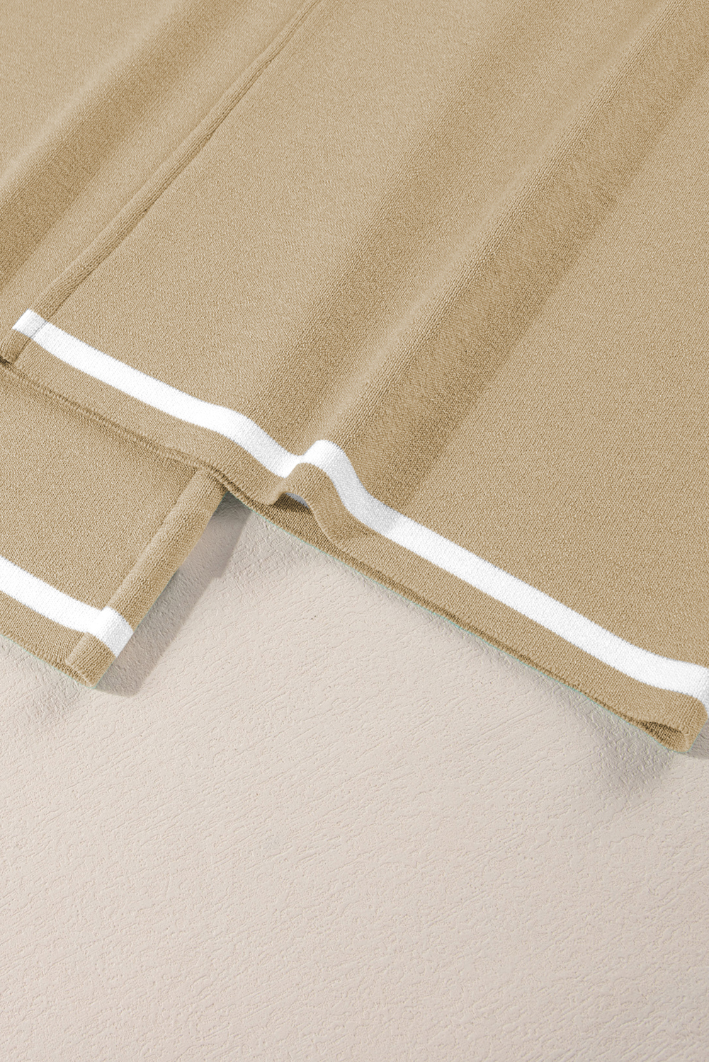 Blackish Green Contrast Trim Half Sleeve Top Drawstring Pants Loose 2pcs Sweater Suit