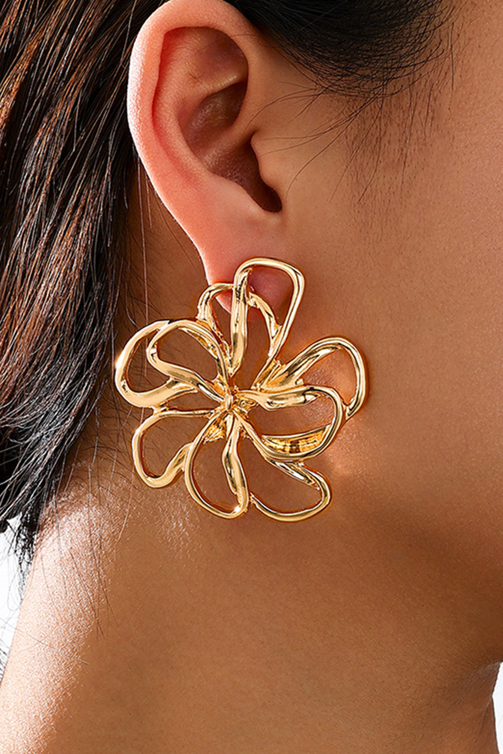 Gold Flower Shape Plated Alloy Fashion Earrings