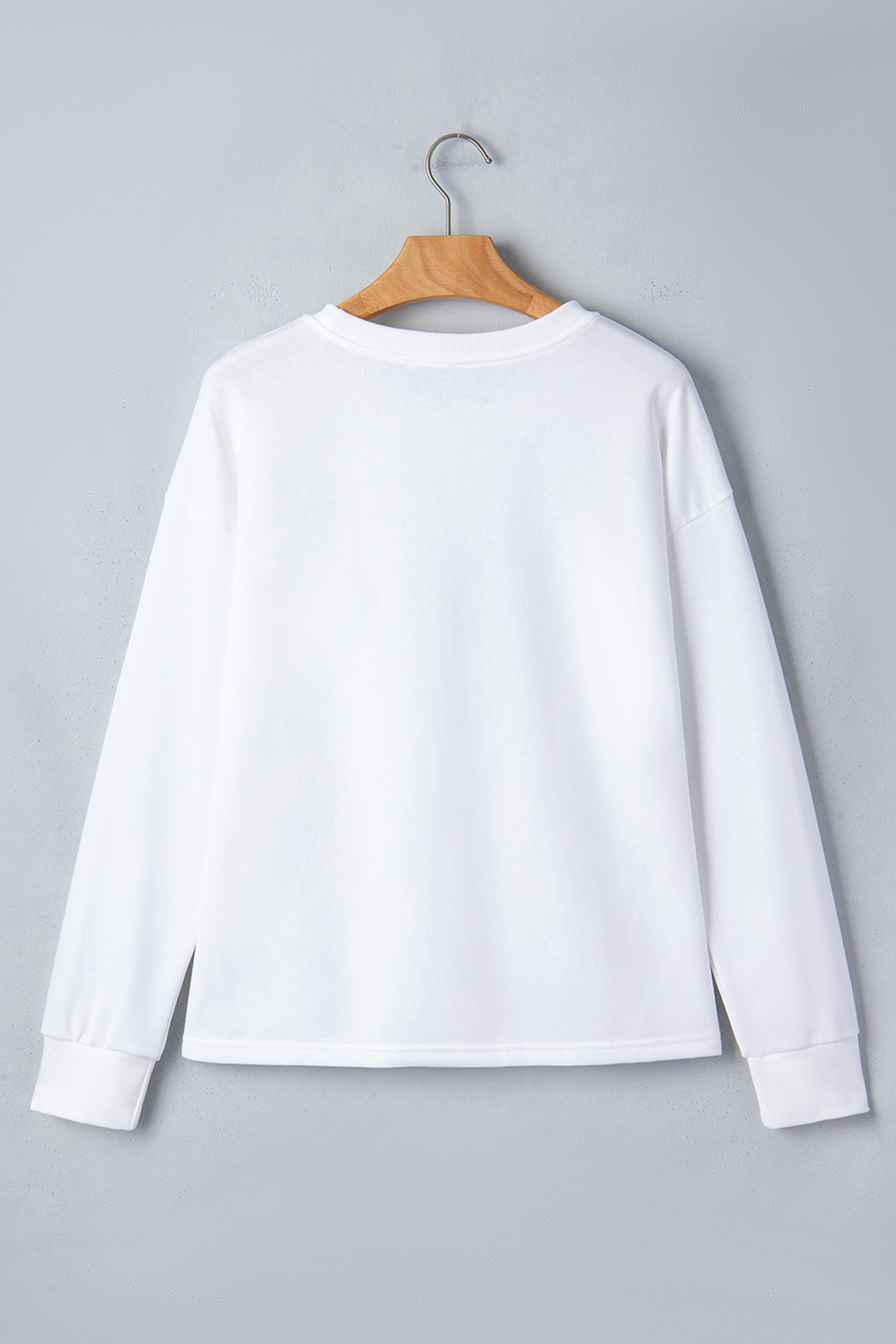 White LUCKY Clover Embroidered Long Sleeve Top