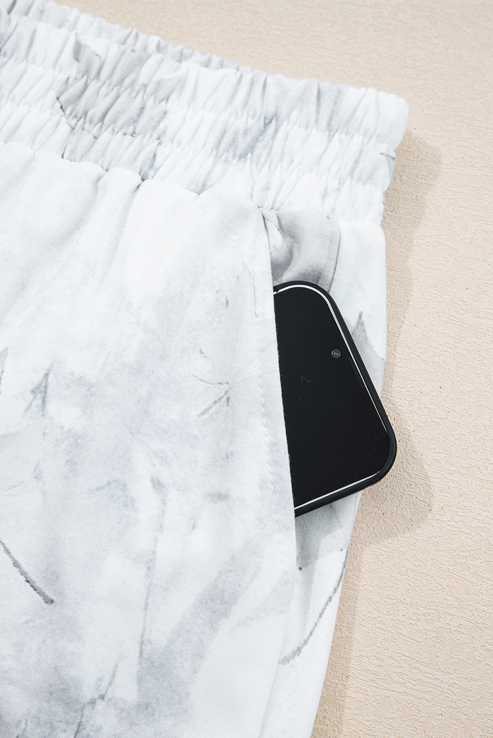 Beige Camo Print Baggy Drawstring Jogger Sweatpants