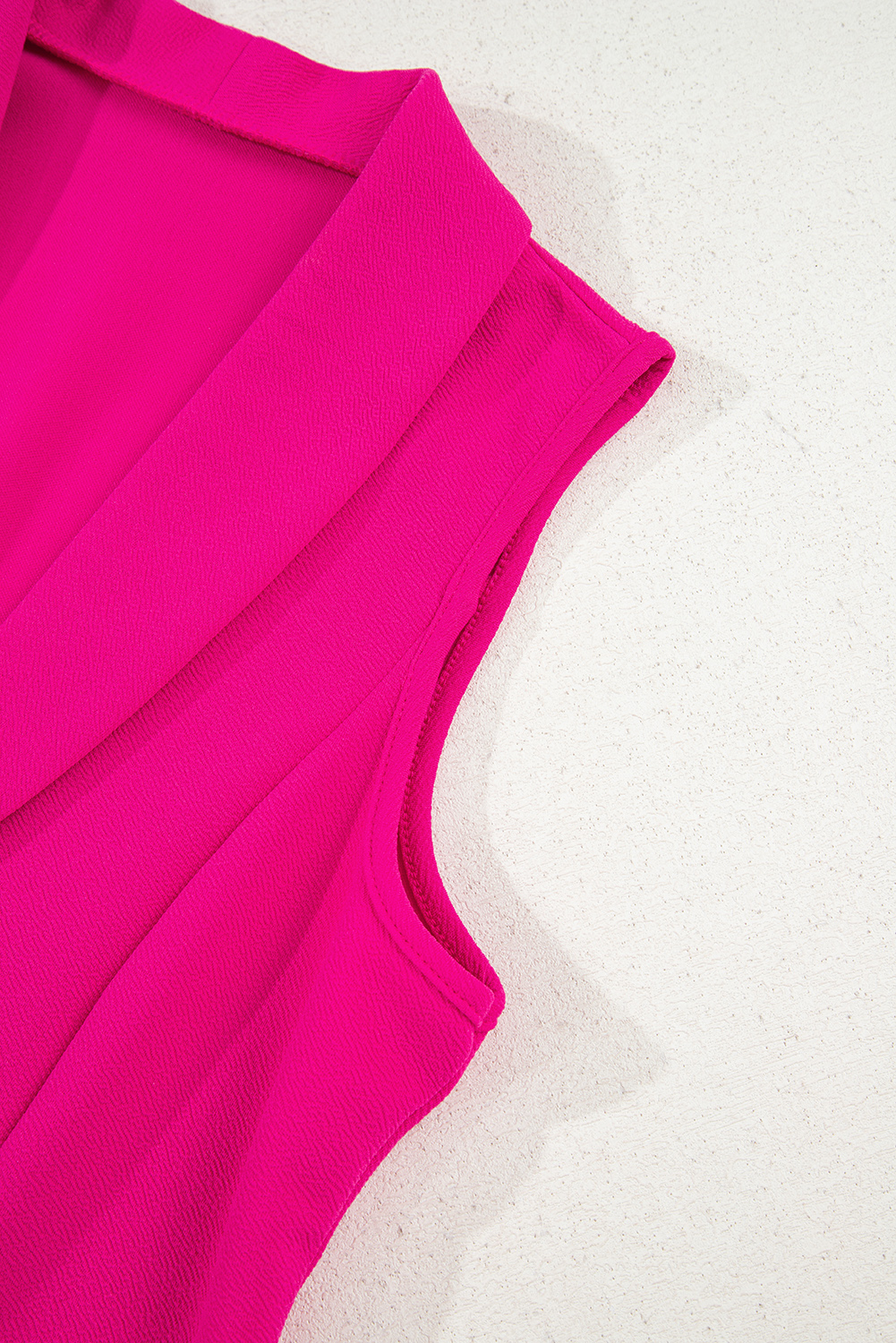 Rose Red Single Button Lapel Collar Vest Blazer