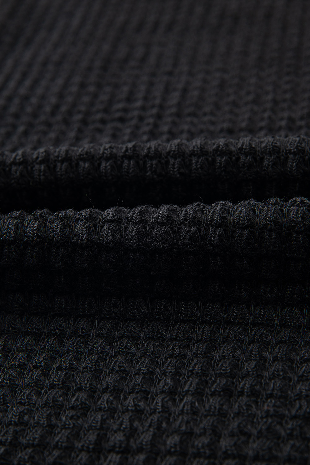 Green Waffle Knit Drop Shoulder Long Sleeve Top