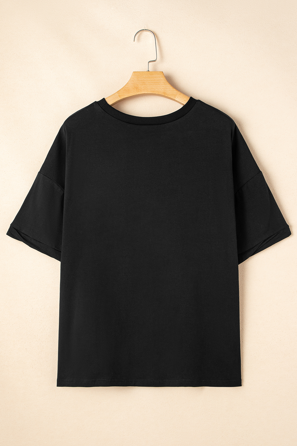 Black Loose Half Sleeve Hi Low Hem T Shirt