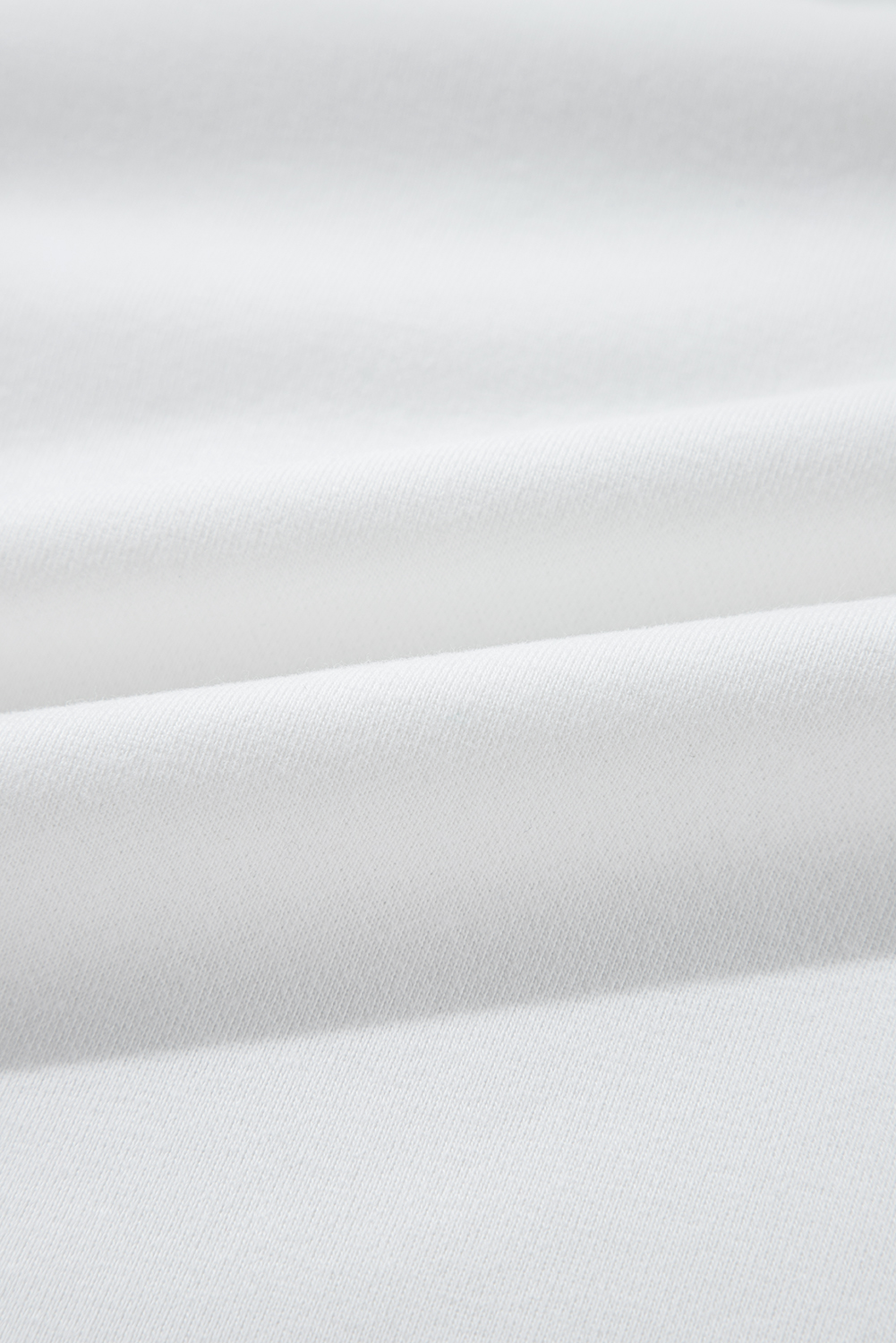 White Solid Puff Sleeve Round Neck Pullover Sweatshirt