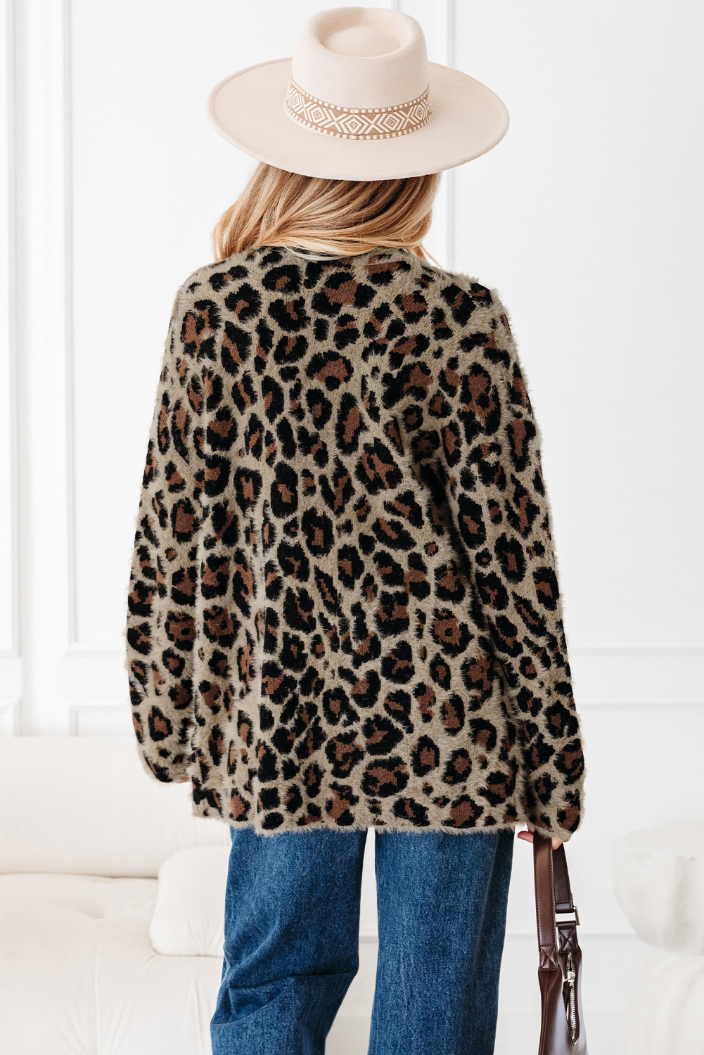 Brown Leopard Open Casual Cardigan