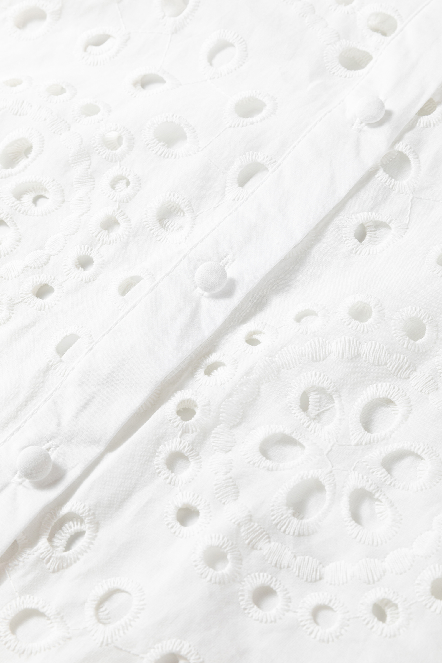 White Eyelet Embroidered Puff Sleeve Crop Shirt