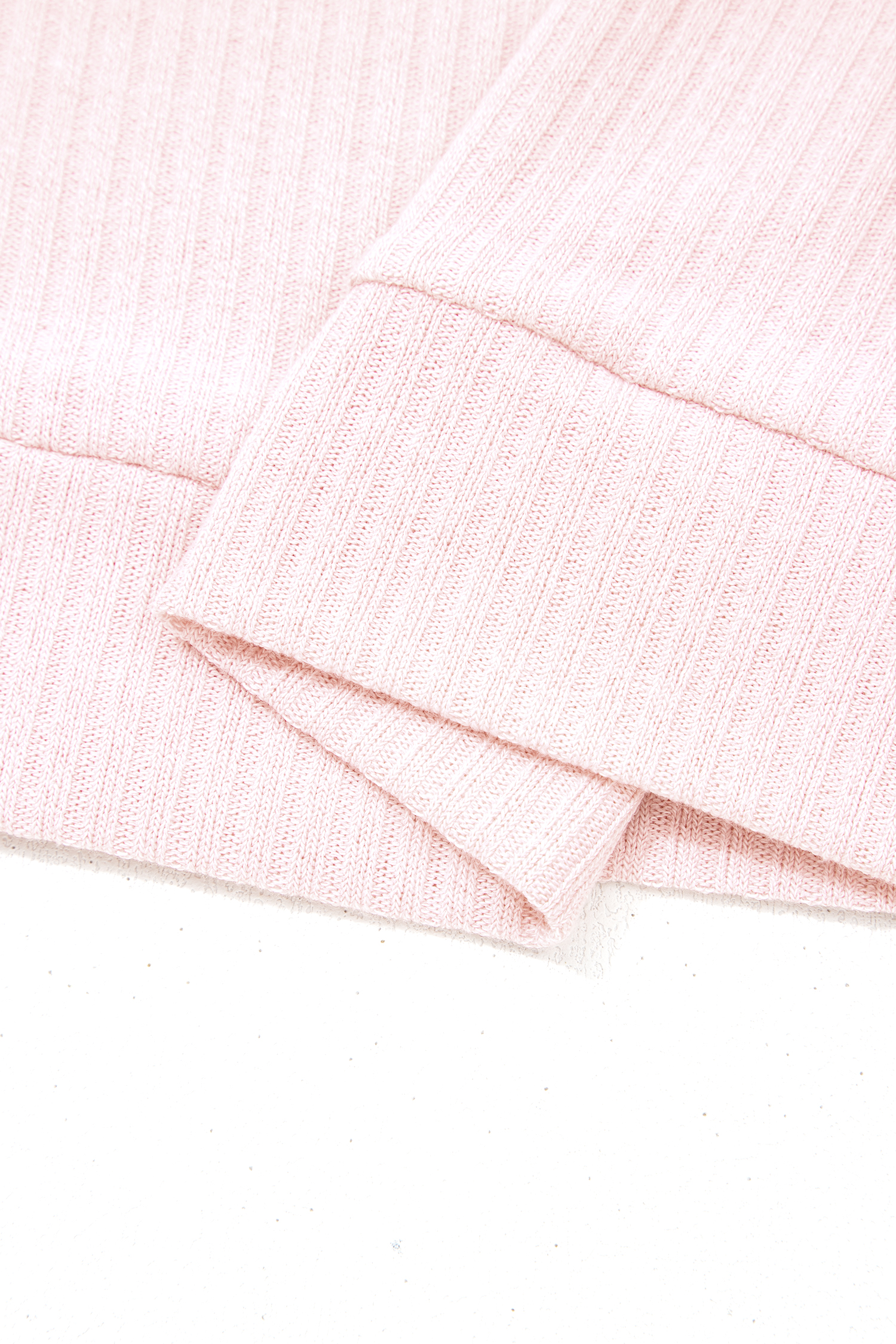 Light Pink Collared V Neck Ribbed Tee