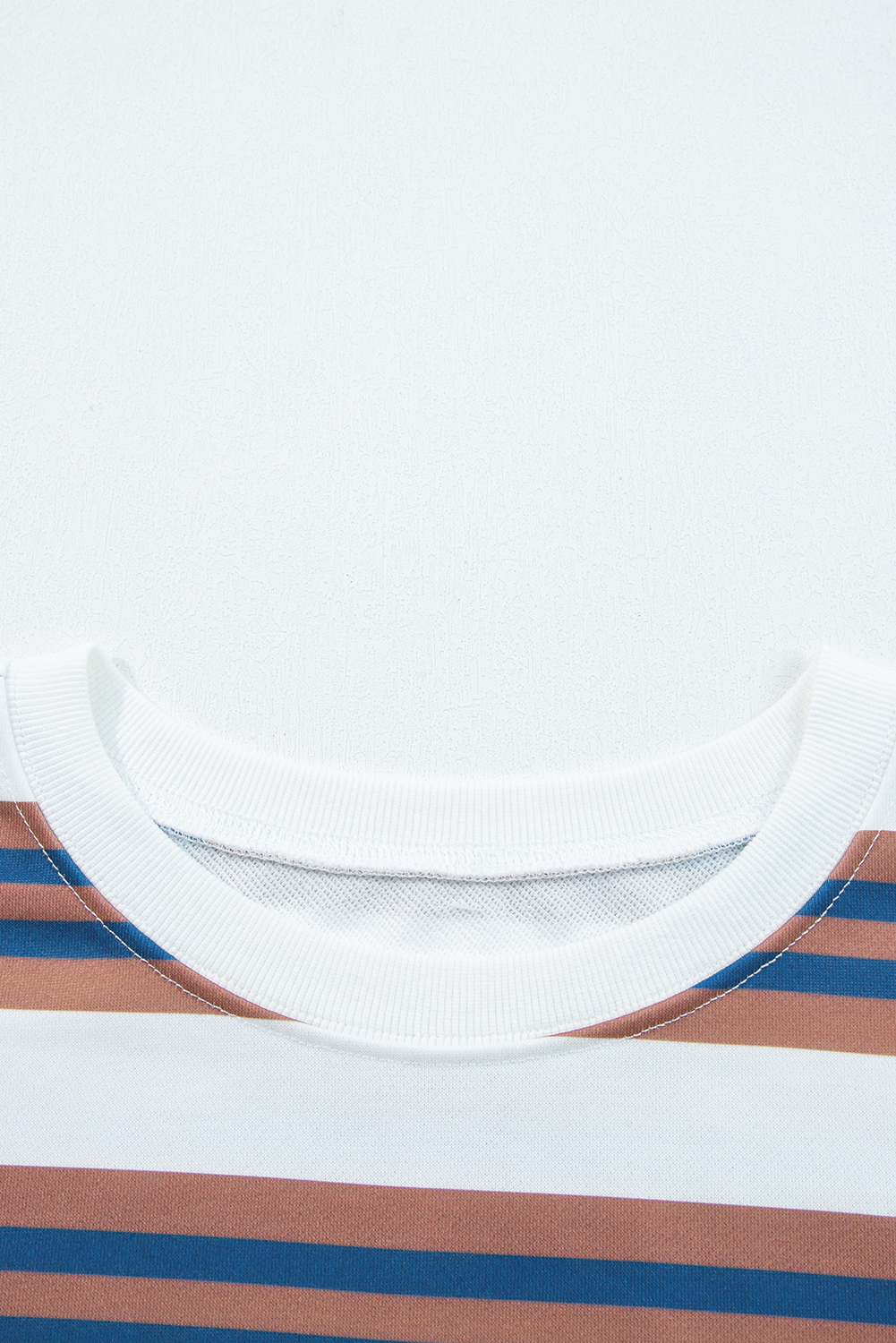 Khaki Stripe Crew Neck Drop Shoulder Pullover Sweatshirt