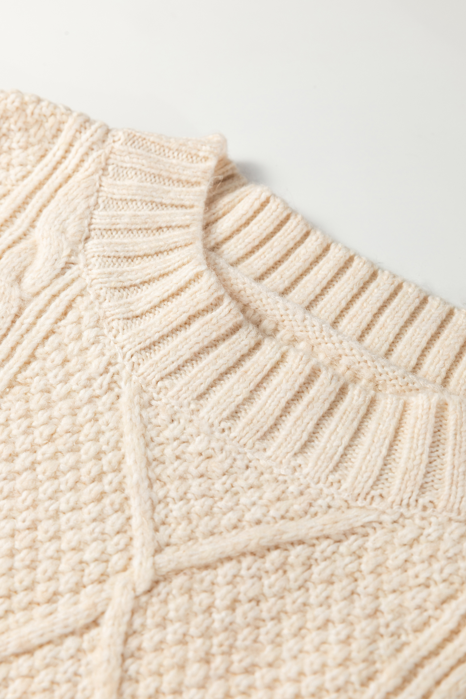 Parchment Cable Knit Drop Shoulder Loose Fit Sweater Dress