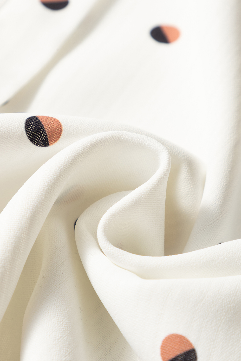 White Polka Dot Print Ruffled Shoulder V Neck Tank Top