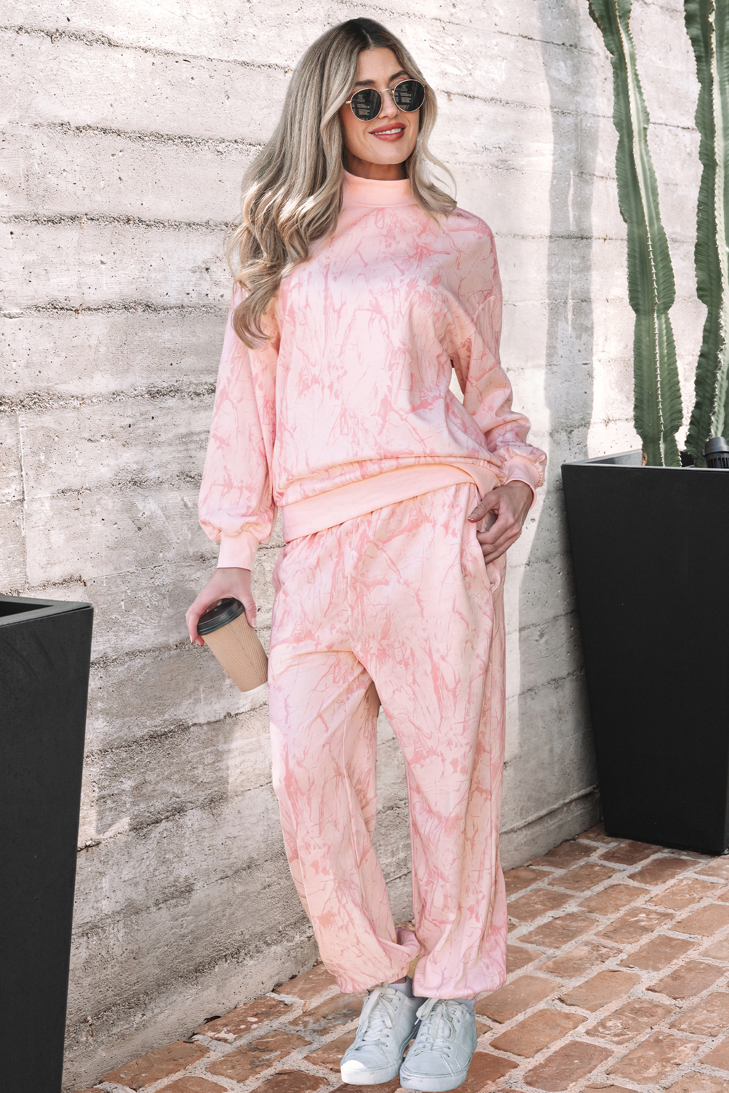 Pink Camo Print Jogger Pants Set