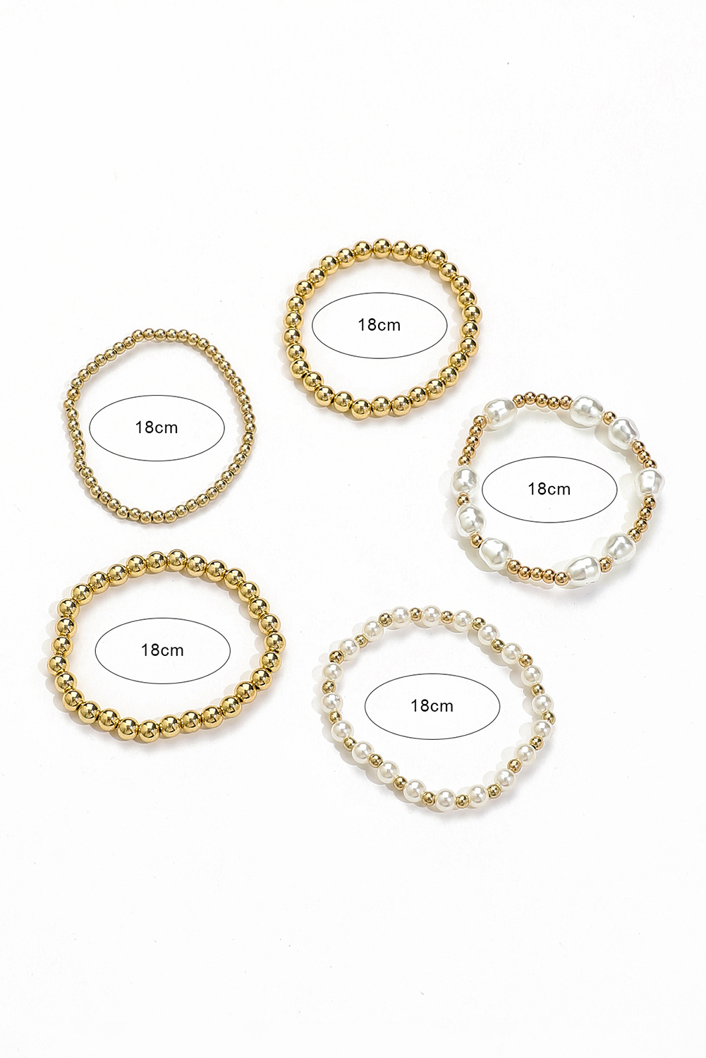 Gold Plated Alloy Pearl Mix Beading Multilayer Bracelet