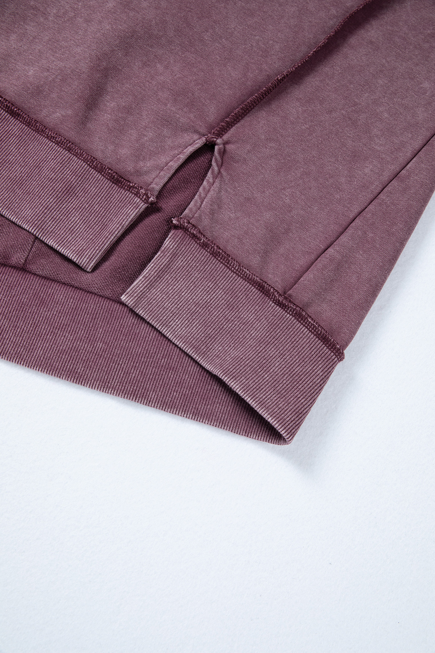 Valerian Mineral Wash Exposed Seam Side Slit Sweatshirt