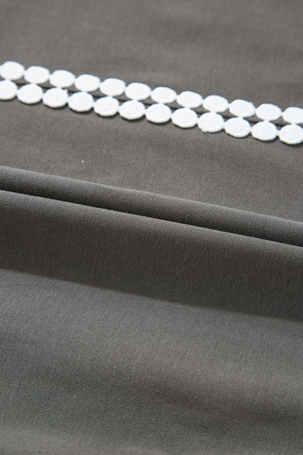 Medium Grey Lace Bow Raw Edge Drop Shoulder Casual T Shirt