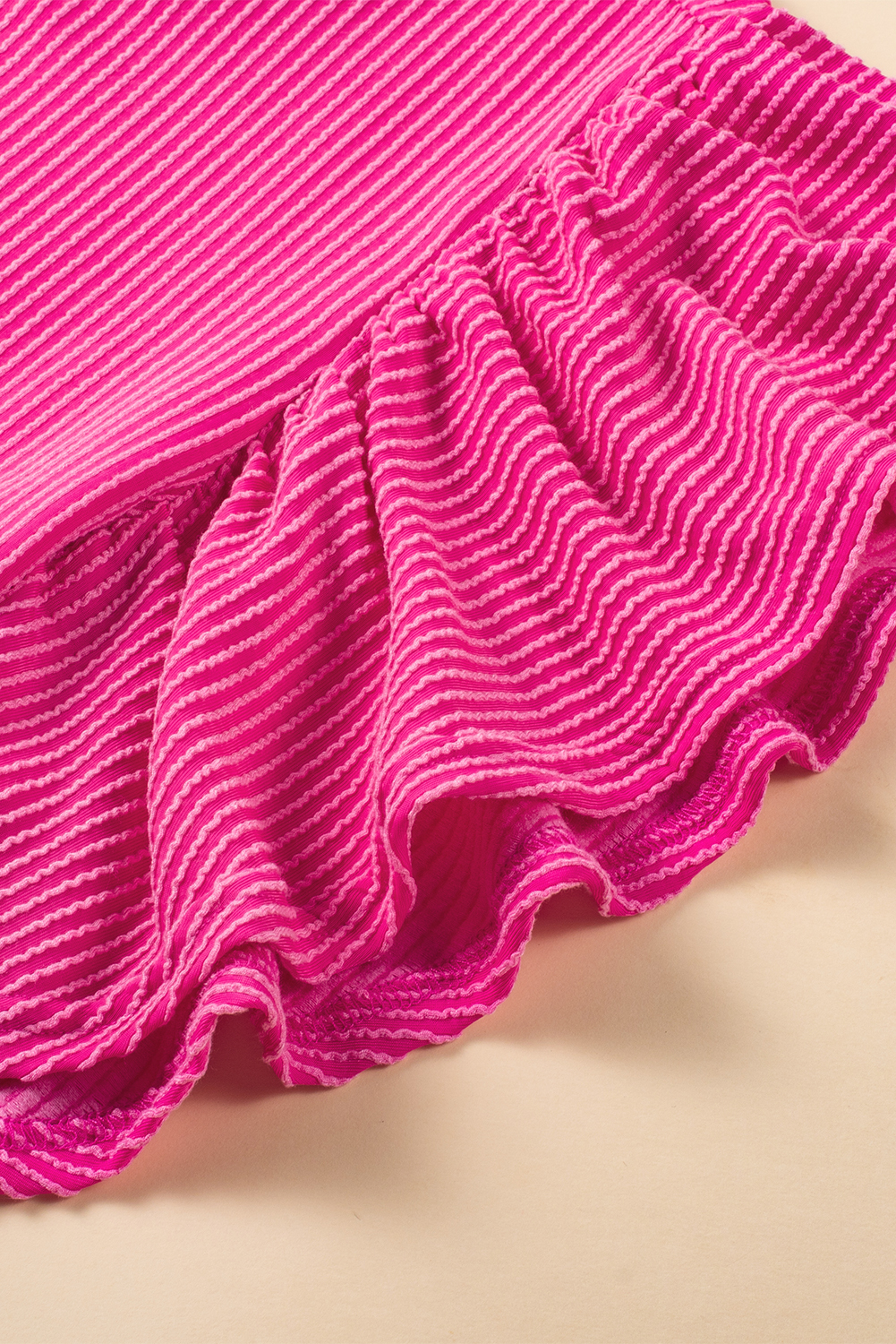Bright Pink Striped Ribbed Knit T-shirt Shift Dress