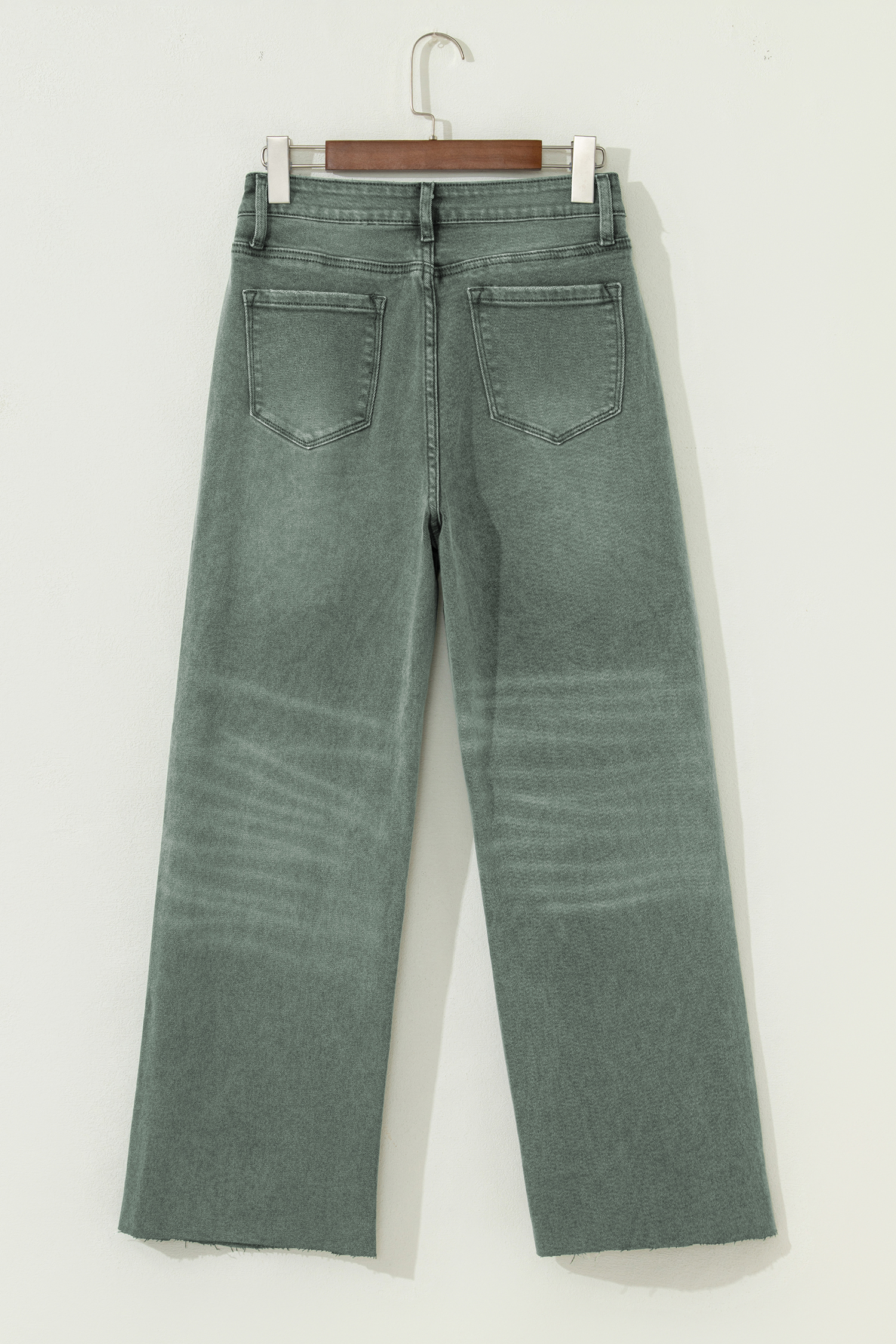 Four Leaf Clover Slight Distressed Raw Edge Wide Leg Jeans