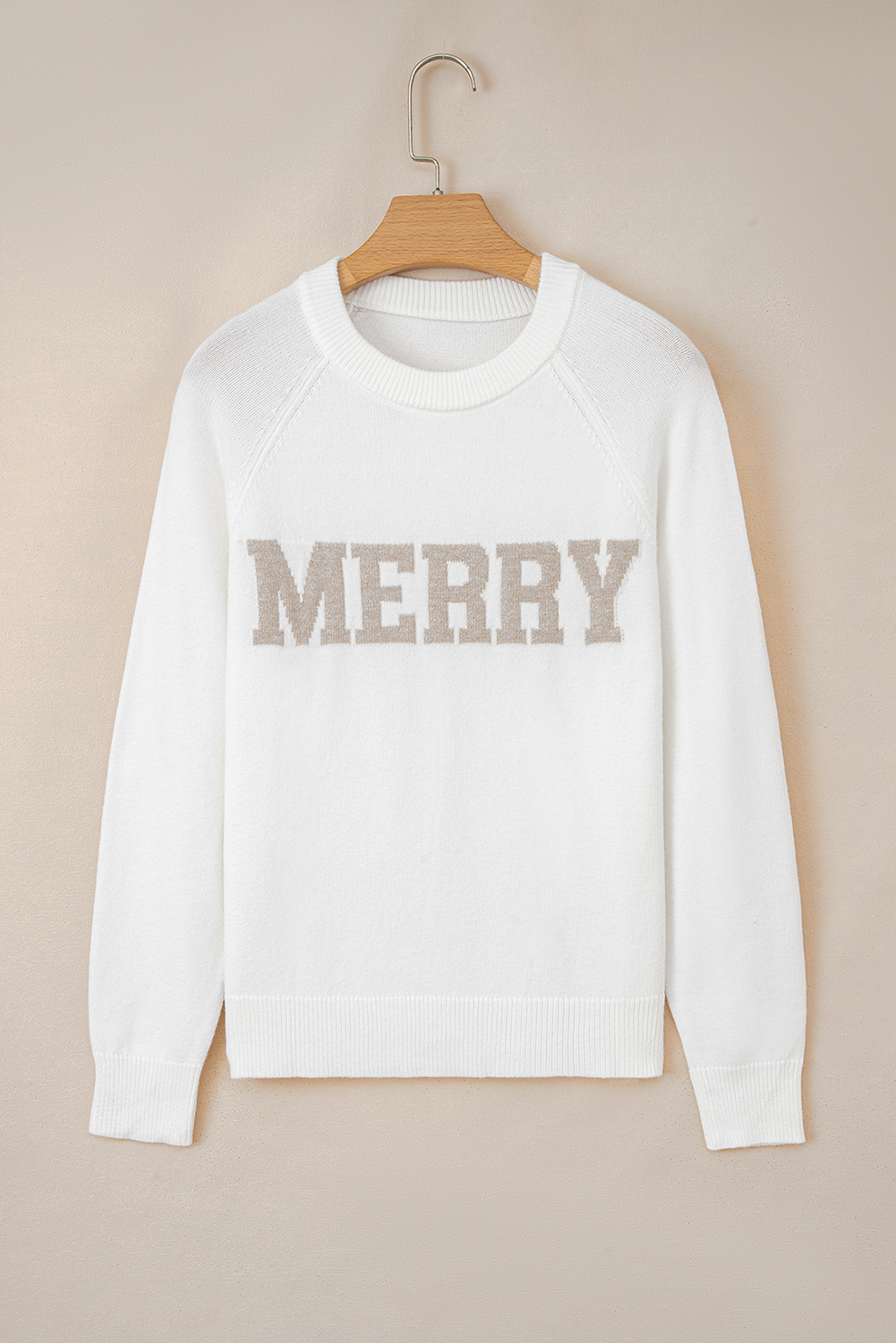 Racing Red MERRY Letter Pattern Christmas Raglan Sleeve Sweater