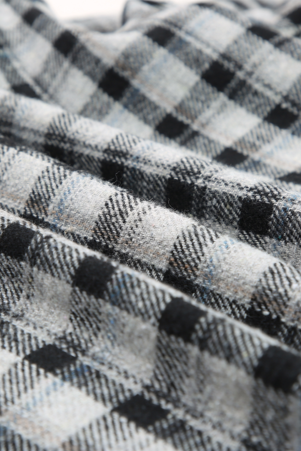 Black Plaid Pattern Sherpa Lined Hooded Shacket