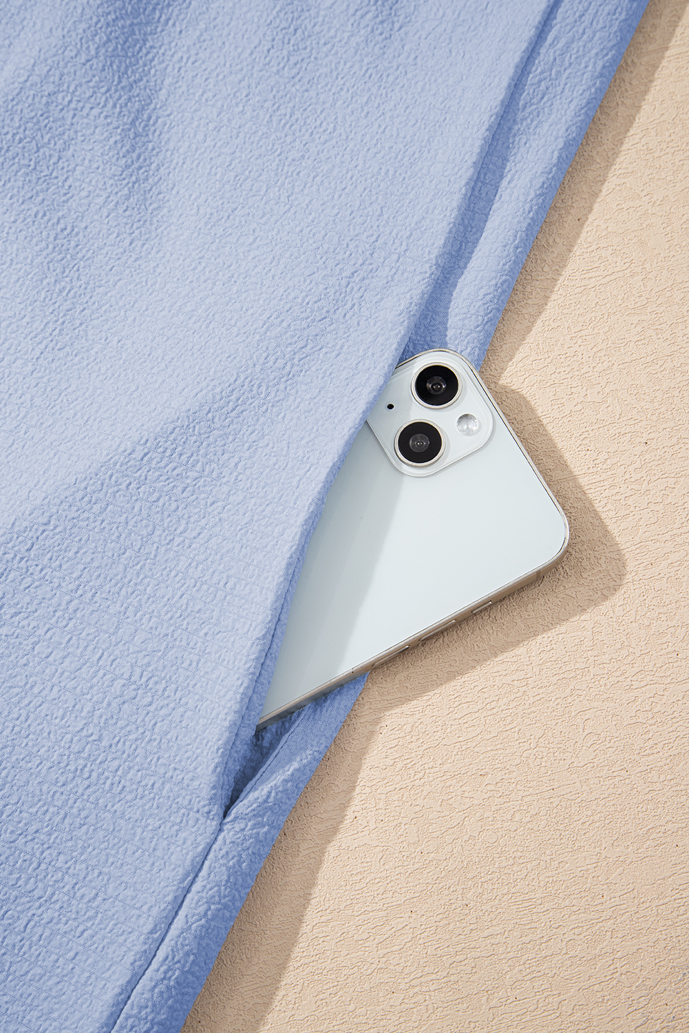 Beau Blue Textured Bow Knot Frilled Butterfly Sleeve Blouse