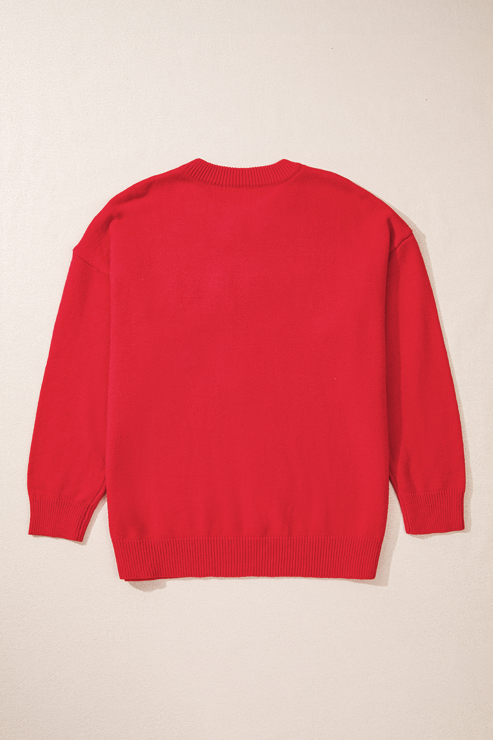 Fiery Red Tinsel Merry Letter Drop Shoulder Baggy Sweater