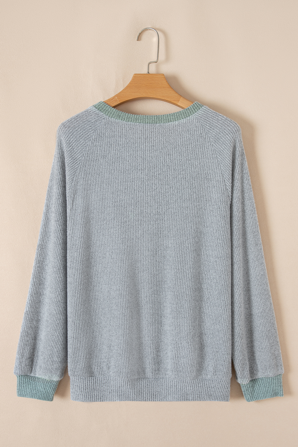 Contrast Ribbed Loose Fit Long Sleeve Top