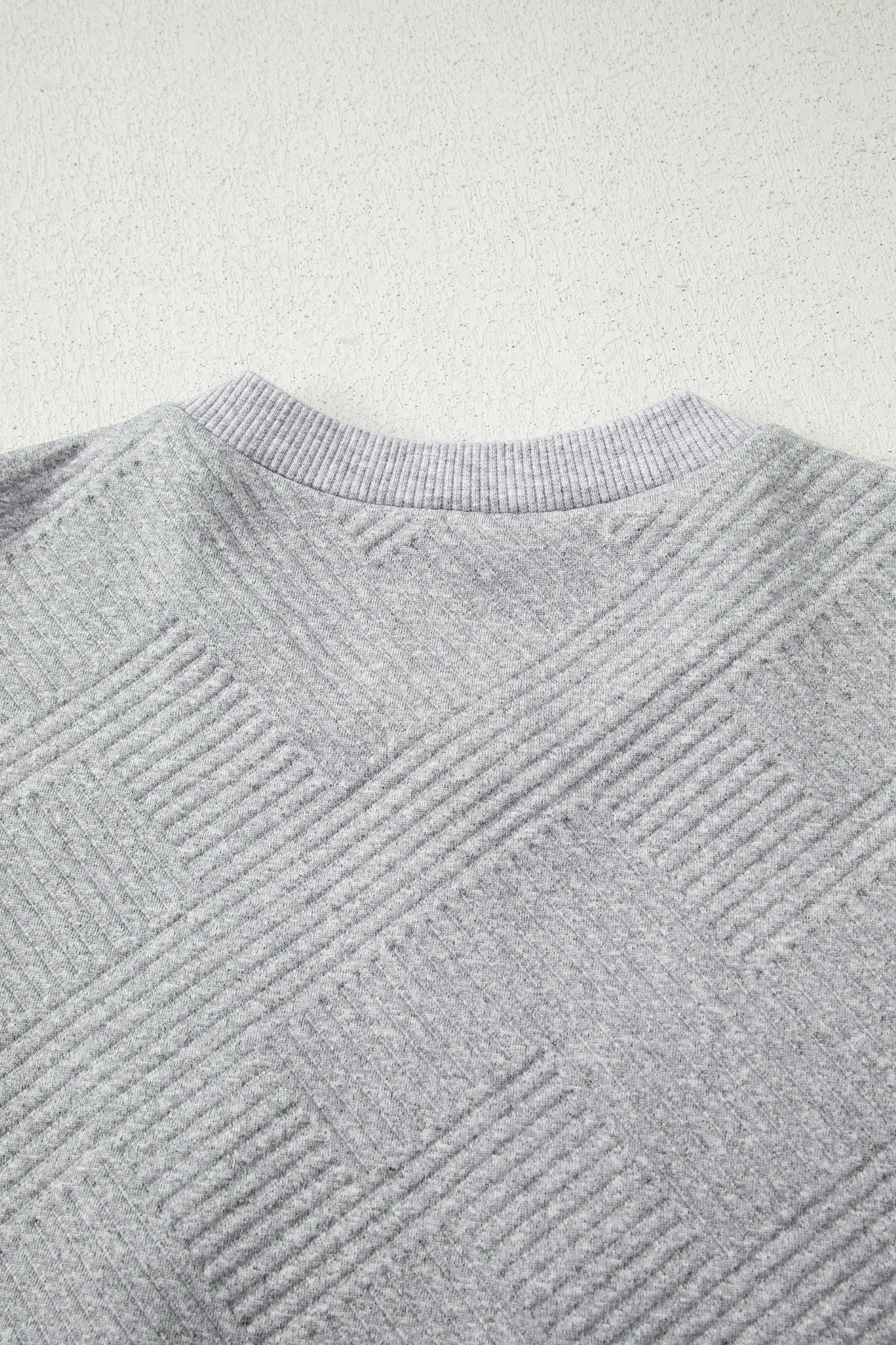 Medium Grey Trendy Textured Half Zip Loose Sweatshirt