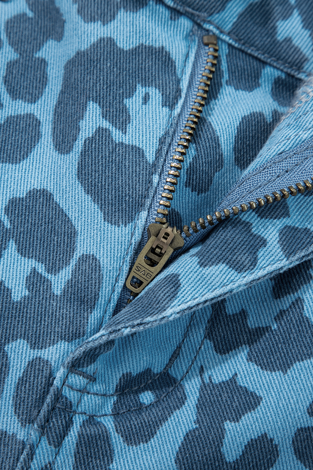 Khaki Leopard Print Straight Loose Jeans