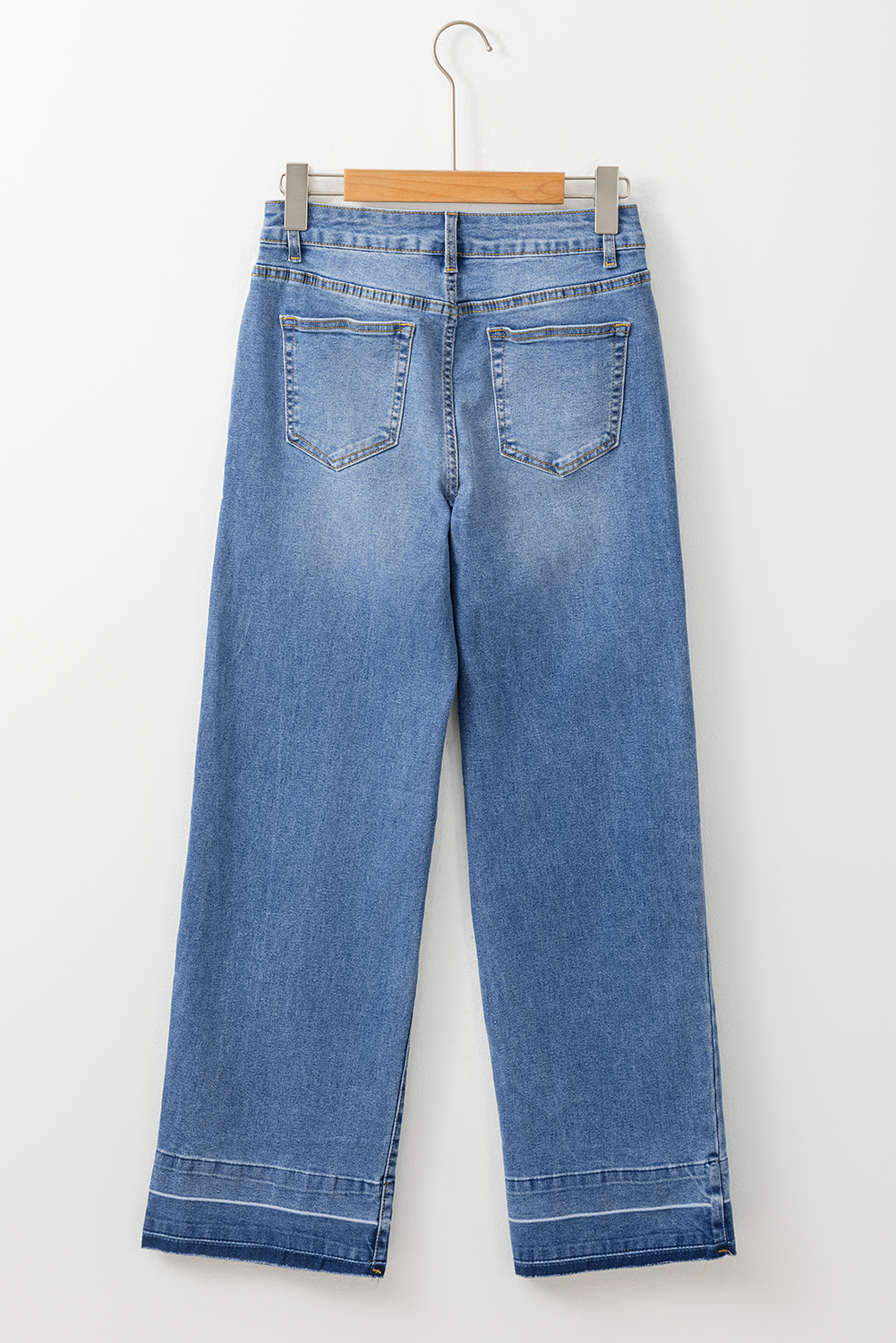 Real Teal Raw Hem Unique Cuffs Straight High Rise Loose Jeans