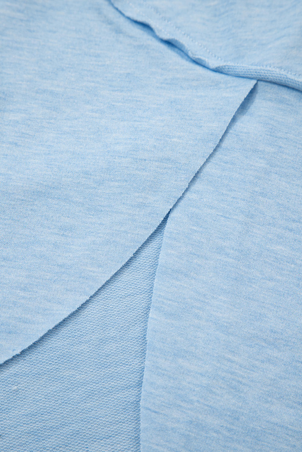 Myosotis Notched Neck Terry Raw Hem Long Sleeve Top