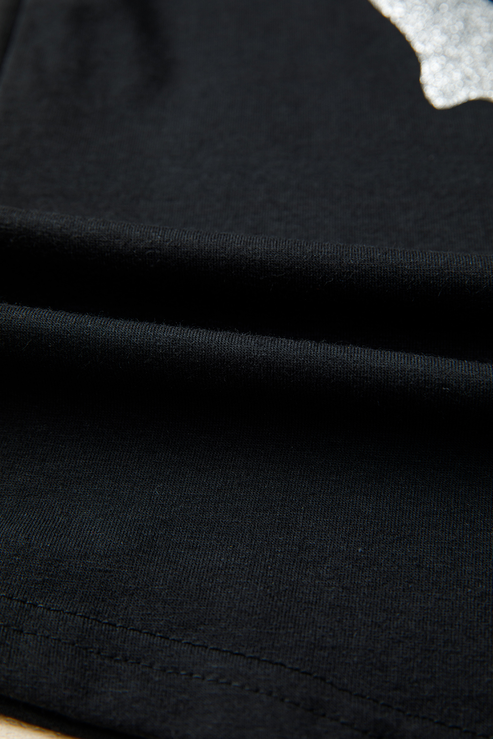 Wisteria Glitter Trim Chenille Ghost Patched Halloween Graphic Tee