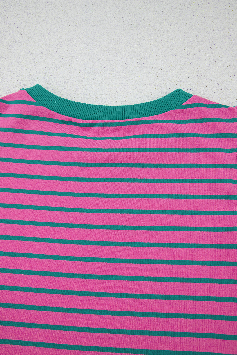 Pink Stripe Collared V Neck Puff Sleeve T Shirt Dress
