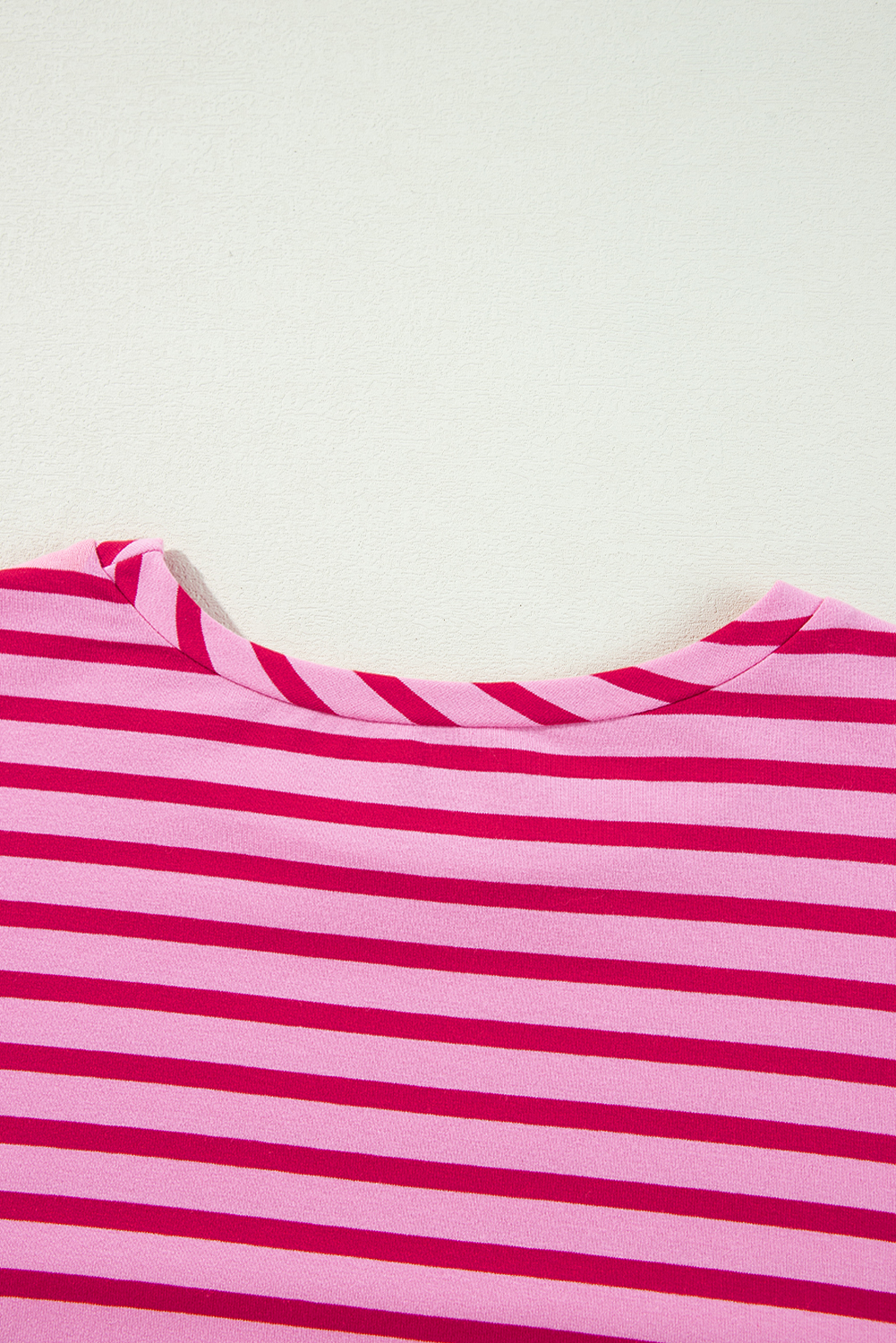 Sachet Pink Striped Print Crew Neck Drop Shoulder Sweatshirt