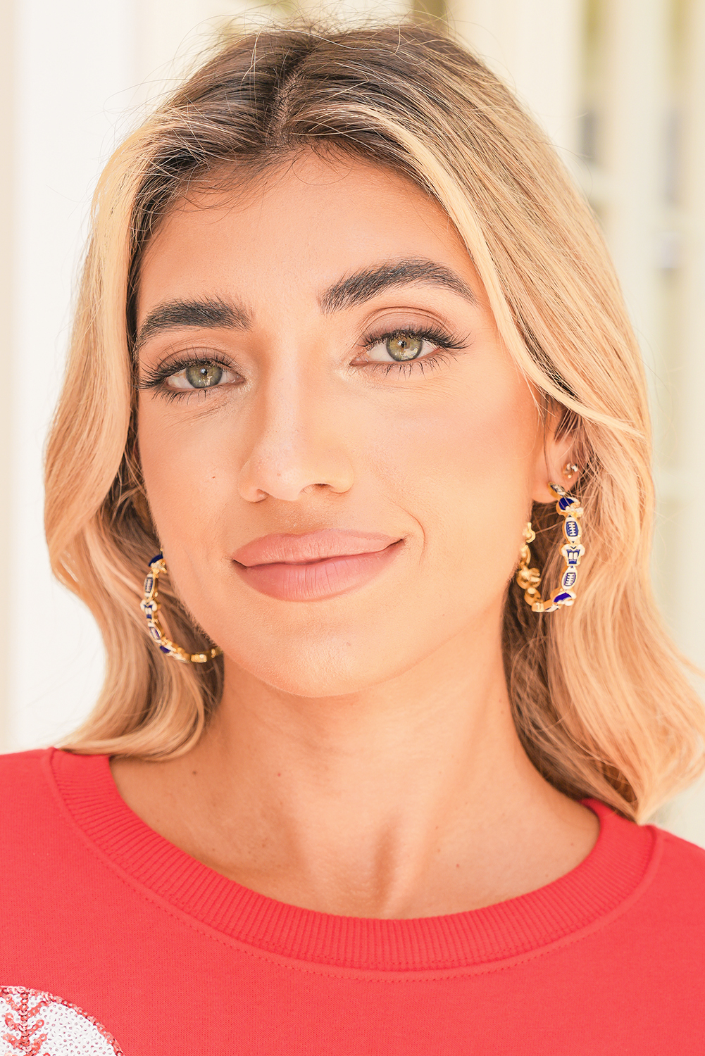 Dark Blue Game Day Football Helmet Jersey Hoop Earrings