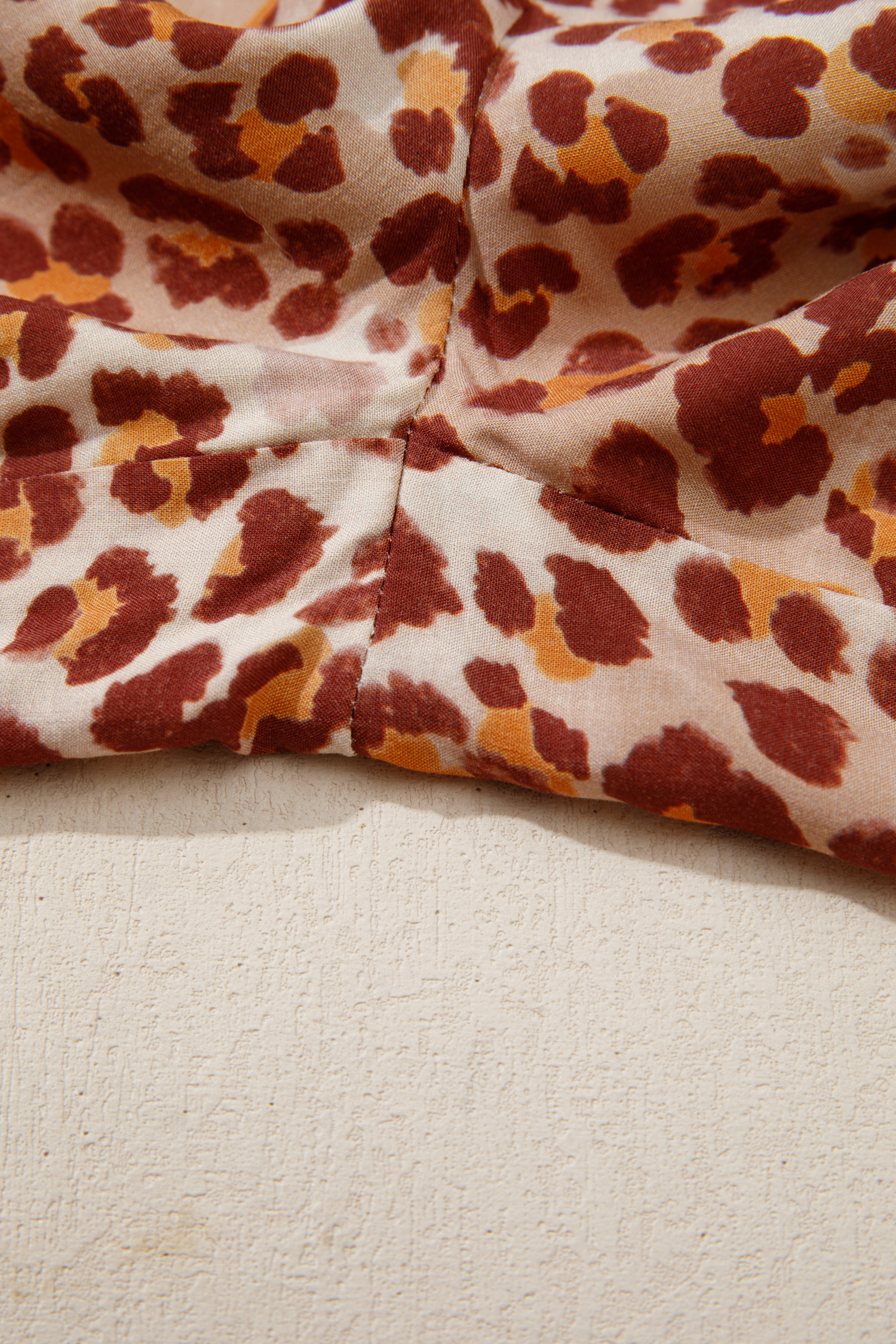 Brown Contrast Trim Leopard Top and Pant Set