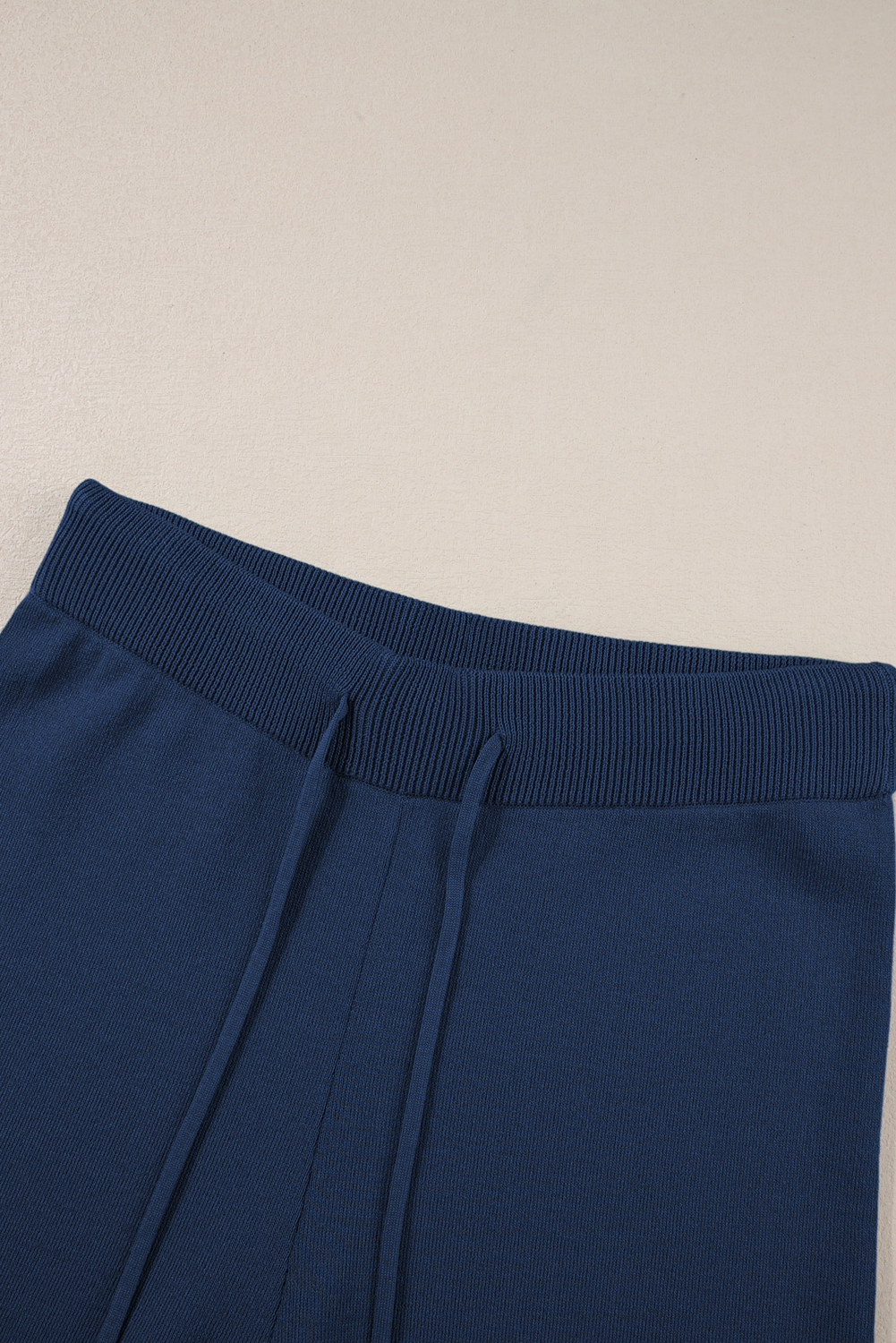 Blackish Green Contrast Trim Half Sleeve Top Drawstring Pants Loose 2pcs Sweater Suit