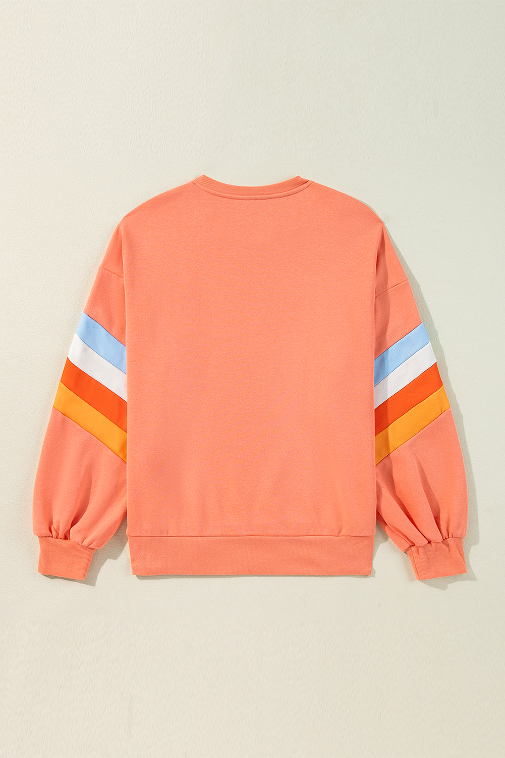 Moonlight Jade Rainbow Striped Sleeve Crew Neck Loose Sweatshirt