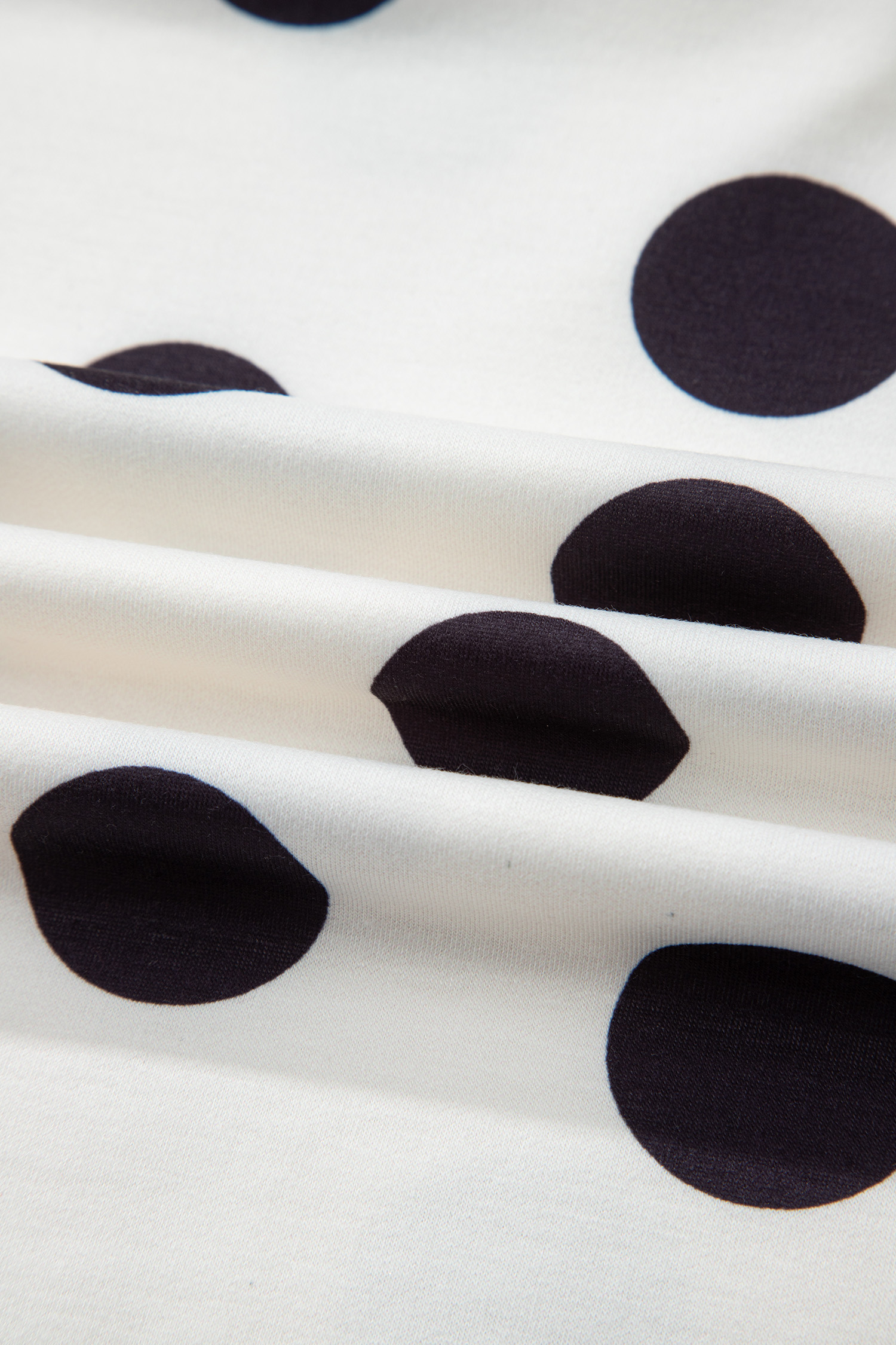 Beige Polka Dot Print Drop Shoulder Pullover Drawstring Jogger Pant Set