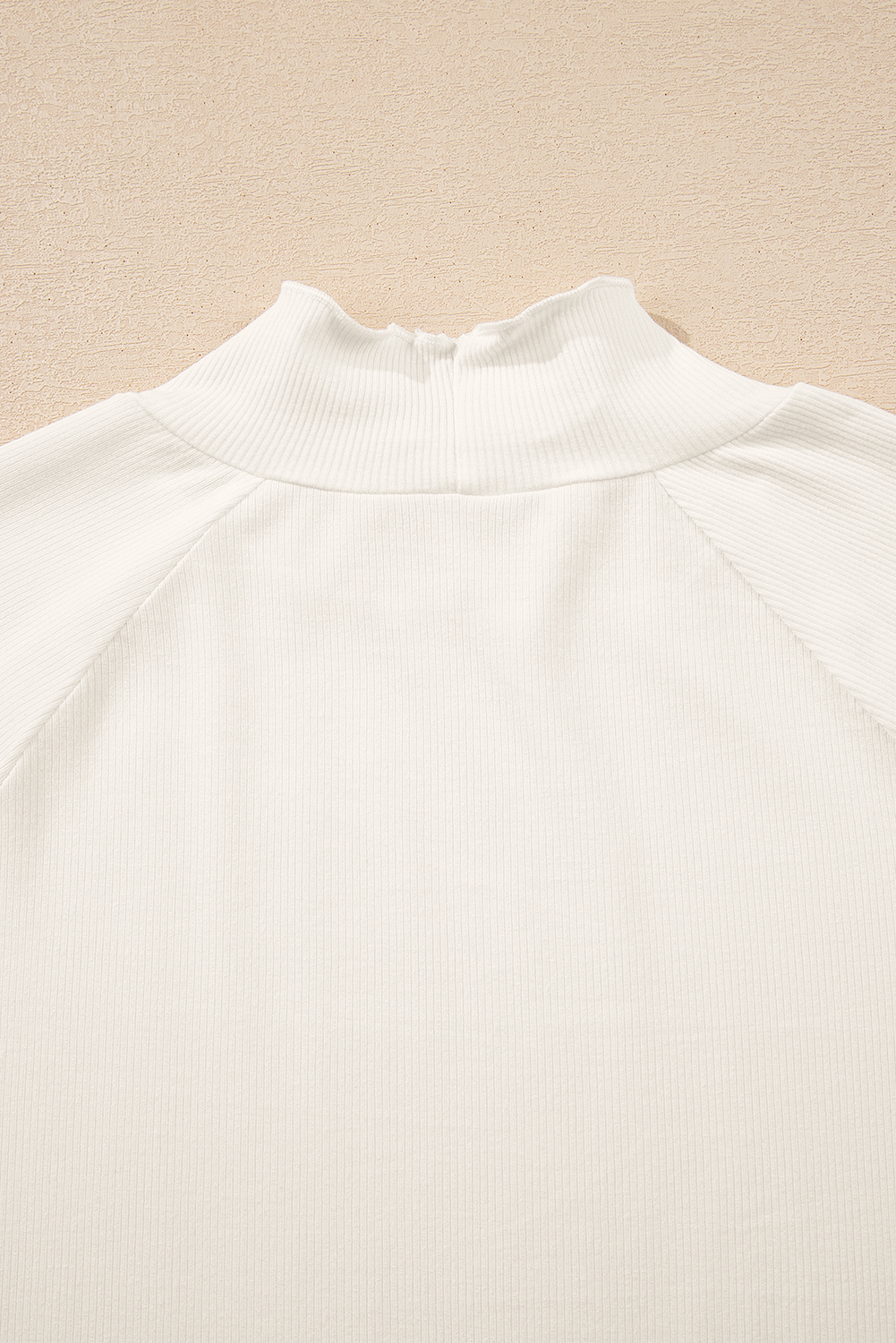 Black Ribbed Knit Lettuce Trim High Neck Long Sleeve Top