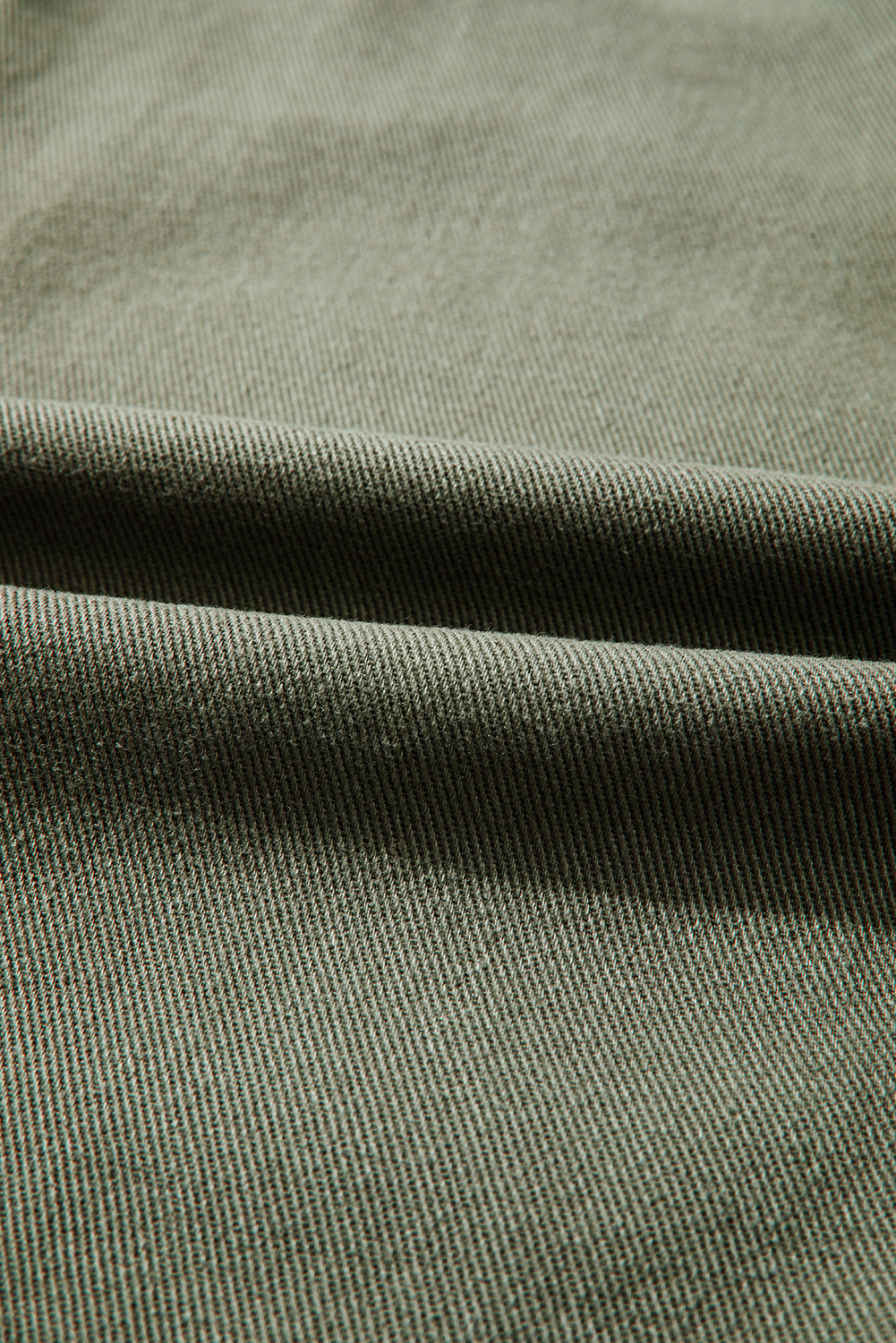 Smoke Green Patched Pocket Collared Button Front Boyfriend Denim Jacket