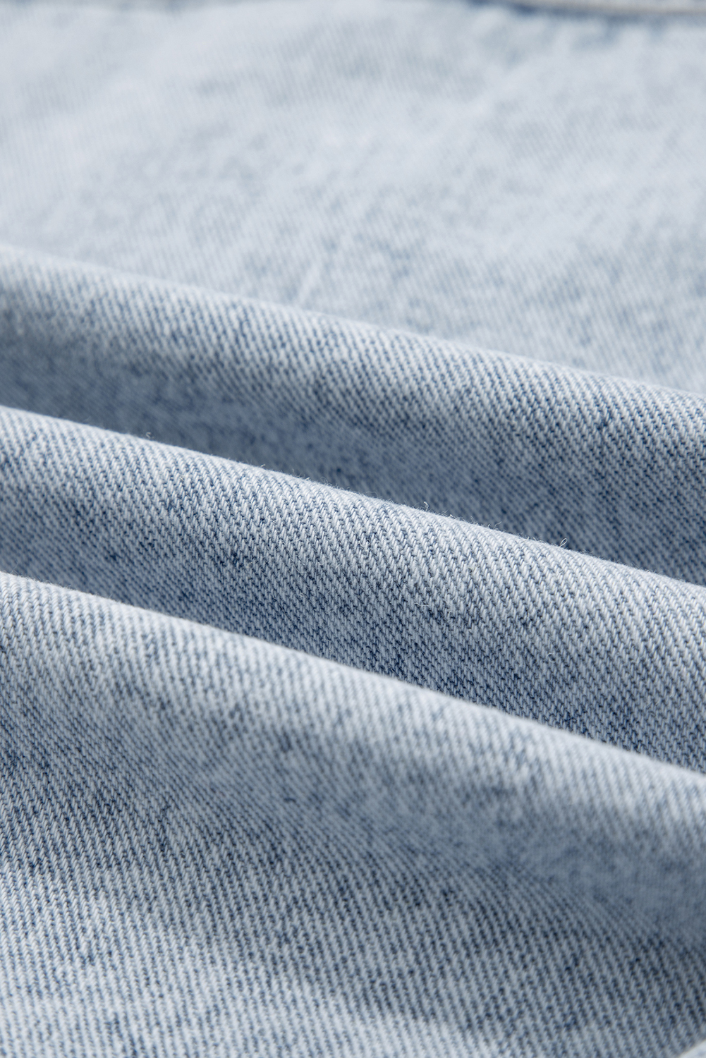 Beau Blue Scalloped Trim Patch Pocket Button Front Denim Vest