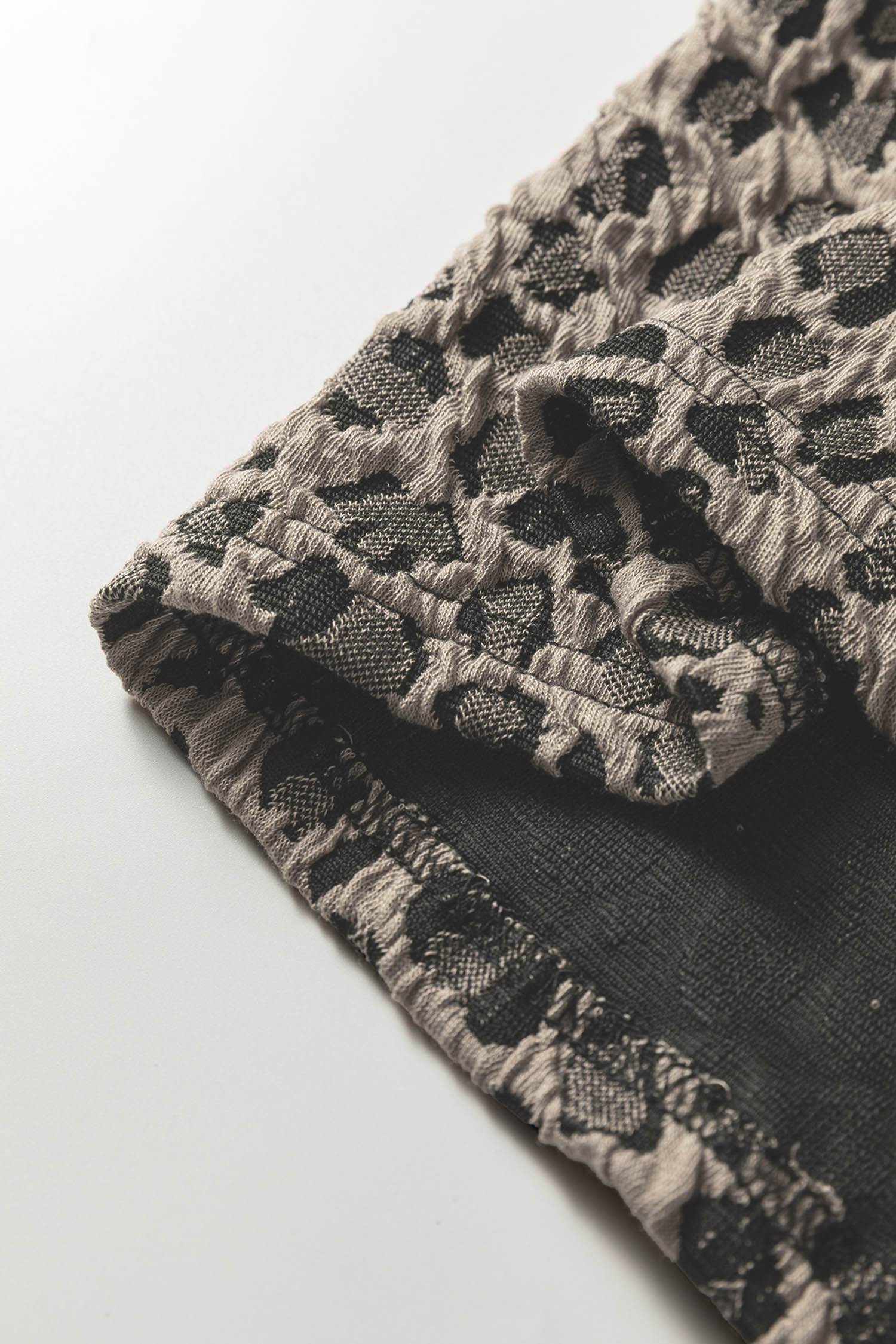 Beige Zip up Collared Leopard Cap Sleeve Top