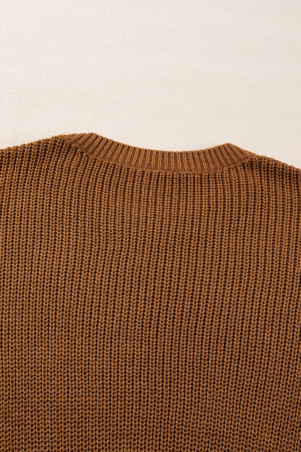 Chestnut Beaded Drop Shoulder Round Neck Sweater